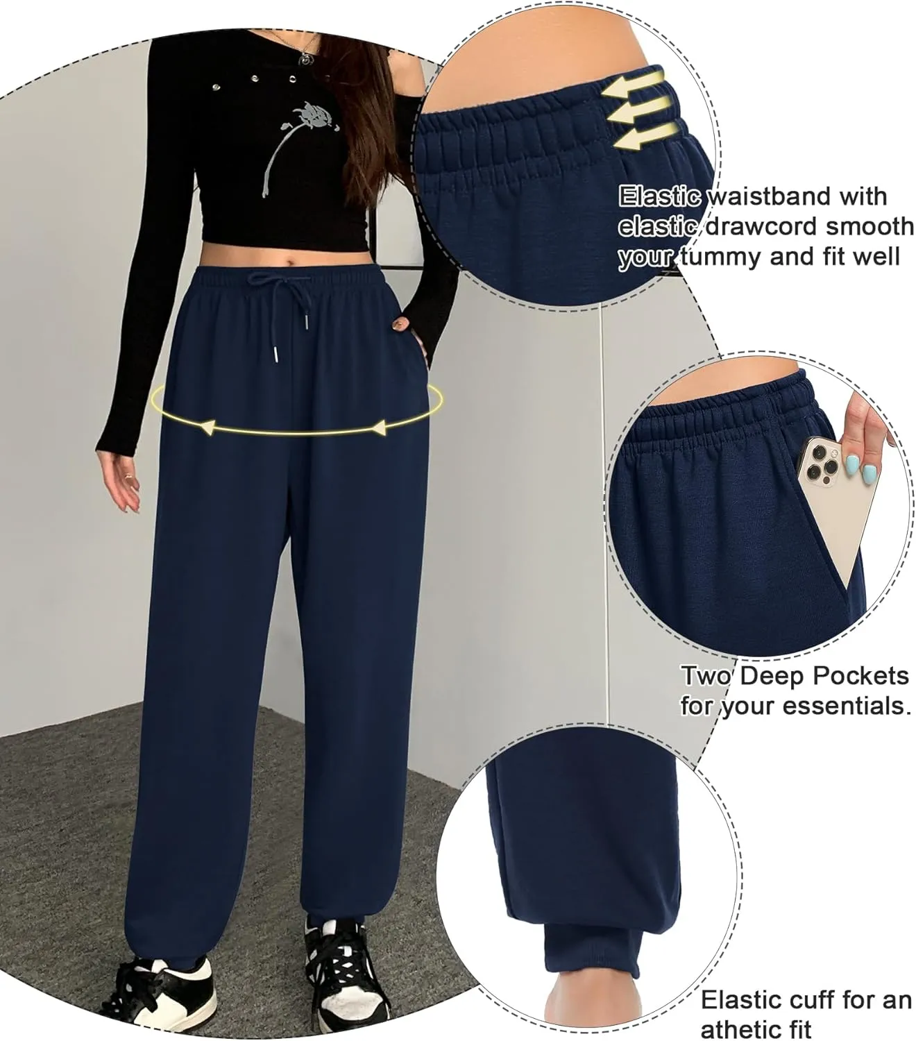 ASIMOON Womens Pants Lightweight Loose Casual Joggers Comfy Stretch Yoga Running Workout Lounge Pants with Pockets