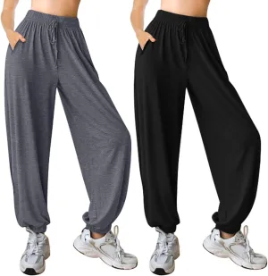 ASIMOON Womens Pants Lightweight Loose Casual Joggers Comfy Stretch Yoga Running Workout Lounge Pants with Pockets