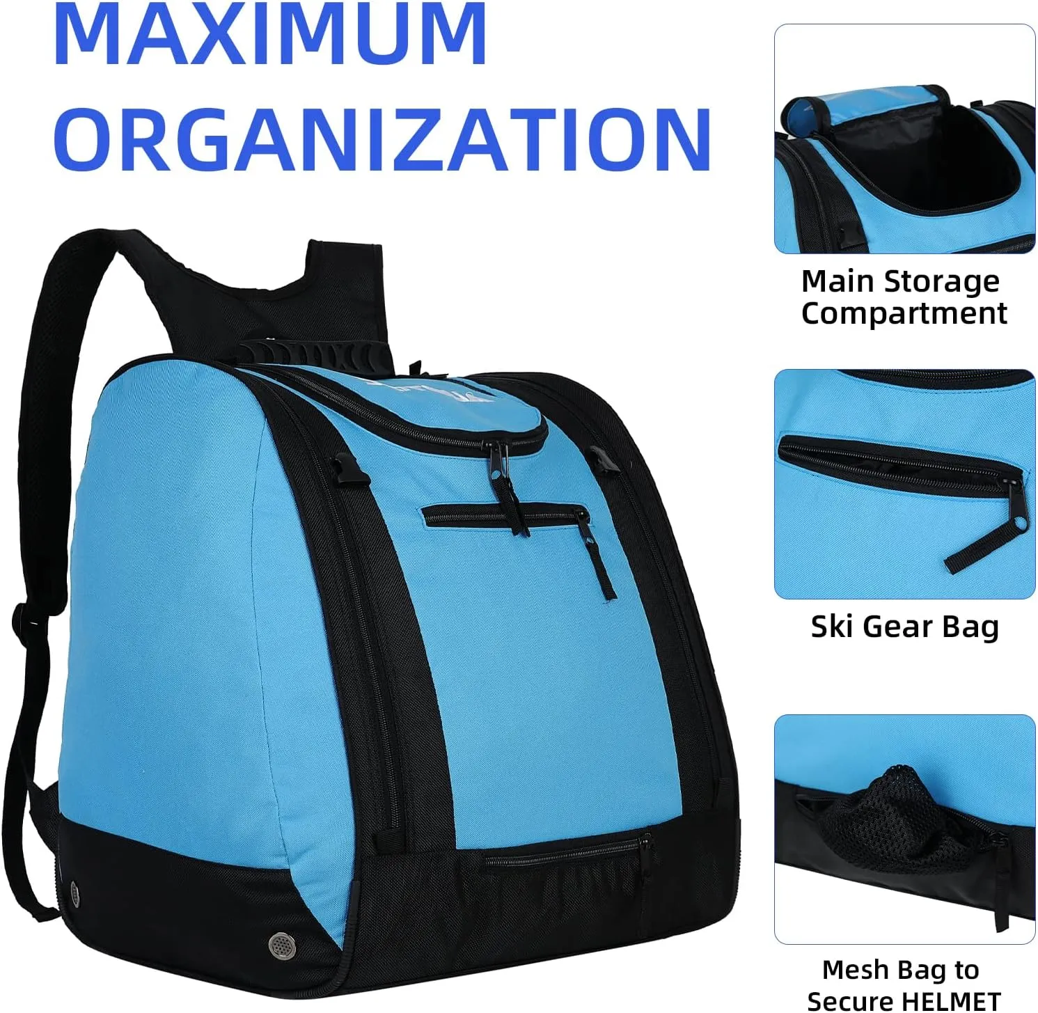 AUMTISC Ski Boot Bag Backpack, Padded SKi Boots and Helmet Bags for Flying Air Travel, Skiing Gear, Goggles, Gloves, Skis & Snowboard