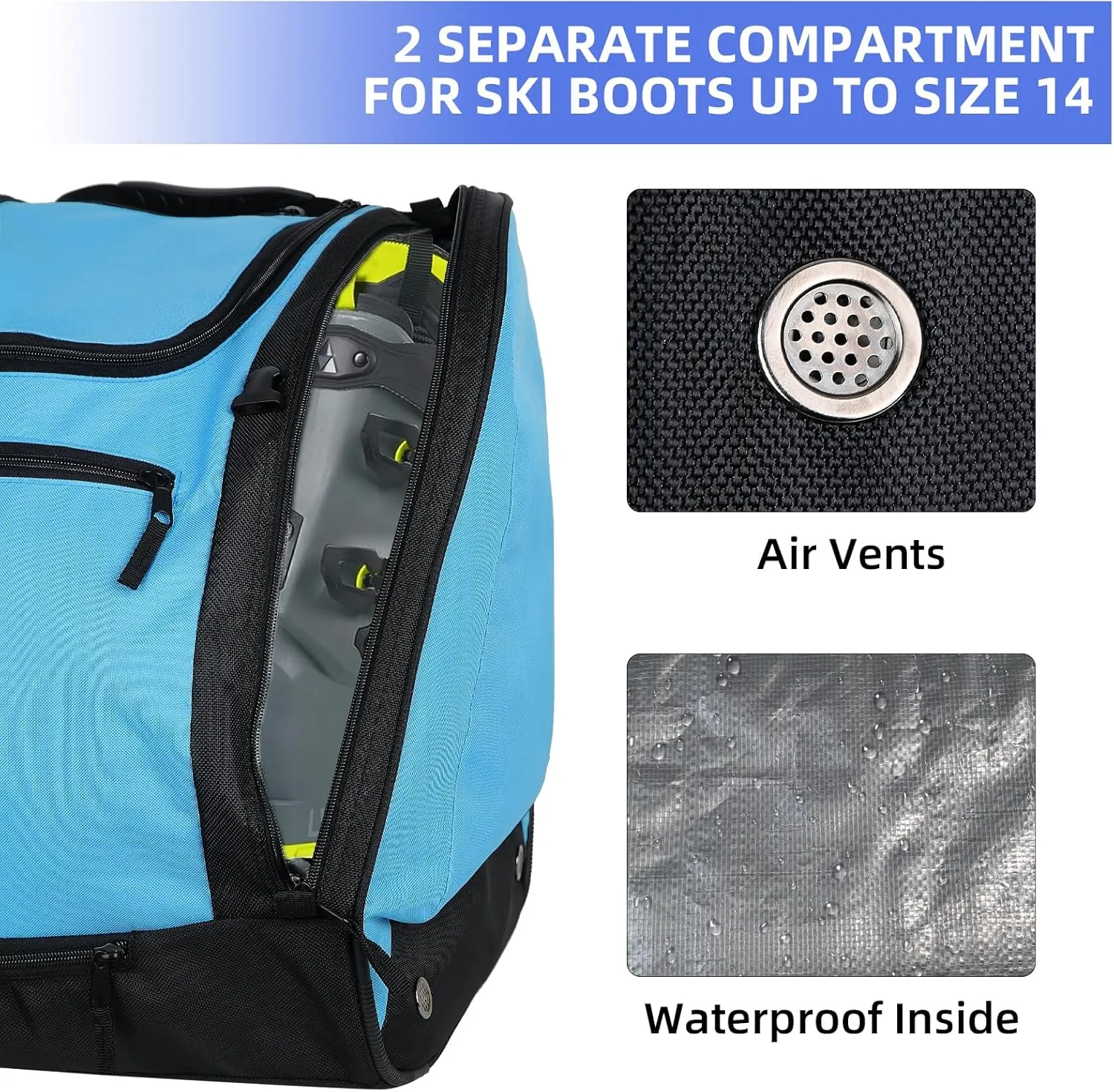 AUMTISC Ski Boot Bag Backpack, Padded SKi Boots and Helmet Bags for Flying Air Travel, Skiing Gear, Goggles, Gloves, Skis & Snowboard