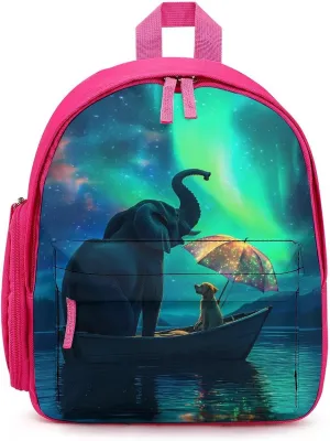 Aurora Scenery Elephant Backpack Small Shoulder Bag Travel Bag Casual Daybacks Handbags One Size