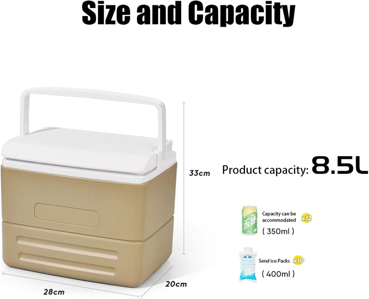 Automotive Camping Coolers for Ligier JS50/JS60/Myli/Pulse 4/Be Sun, Leak-Resistant Outdoor Hard Cooler Portable Insulated Cooler for Travel, Camping, Picnic,S