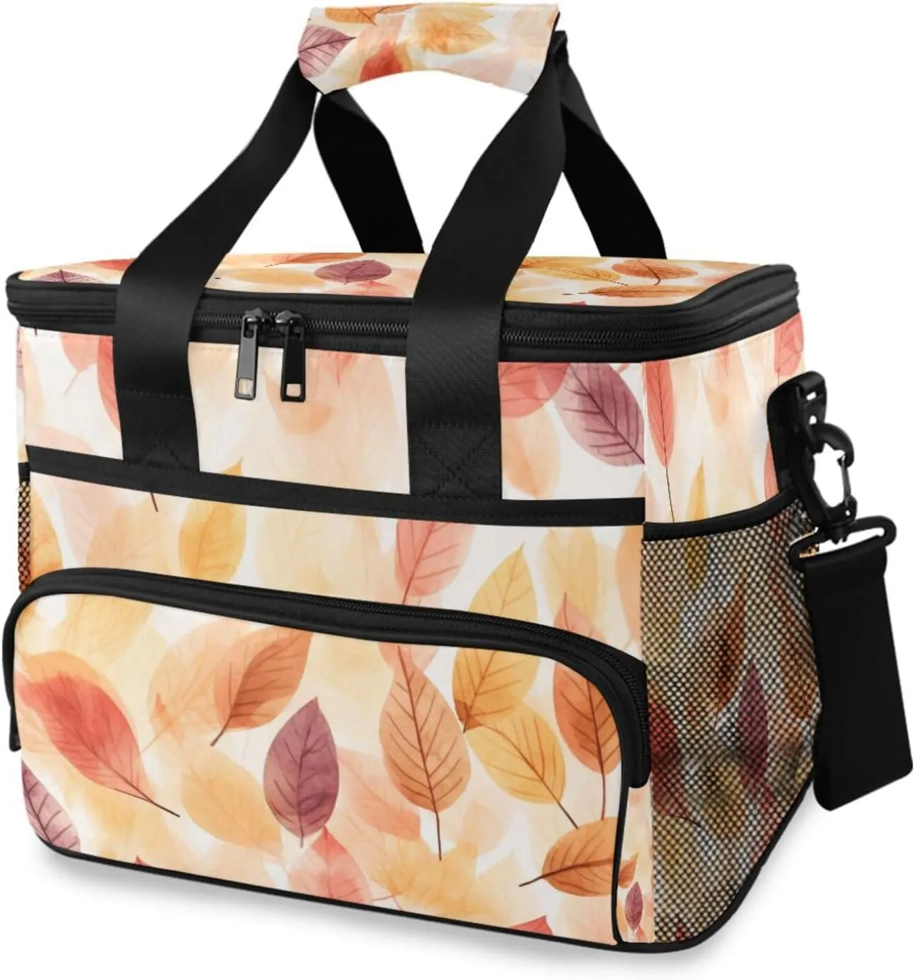 Autumn Yellow Leaves Cooler Bag Insulated Cooler Soft Sided Cooler 24 Can Portable Picnic Bag Large Leakproof Lunch Bag Box for Beach Grocery Camping Travel Car Men Women