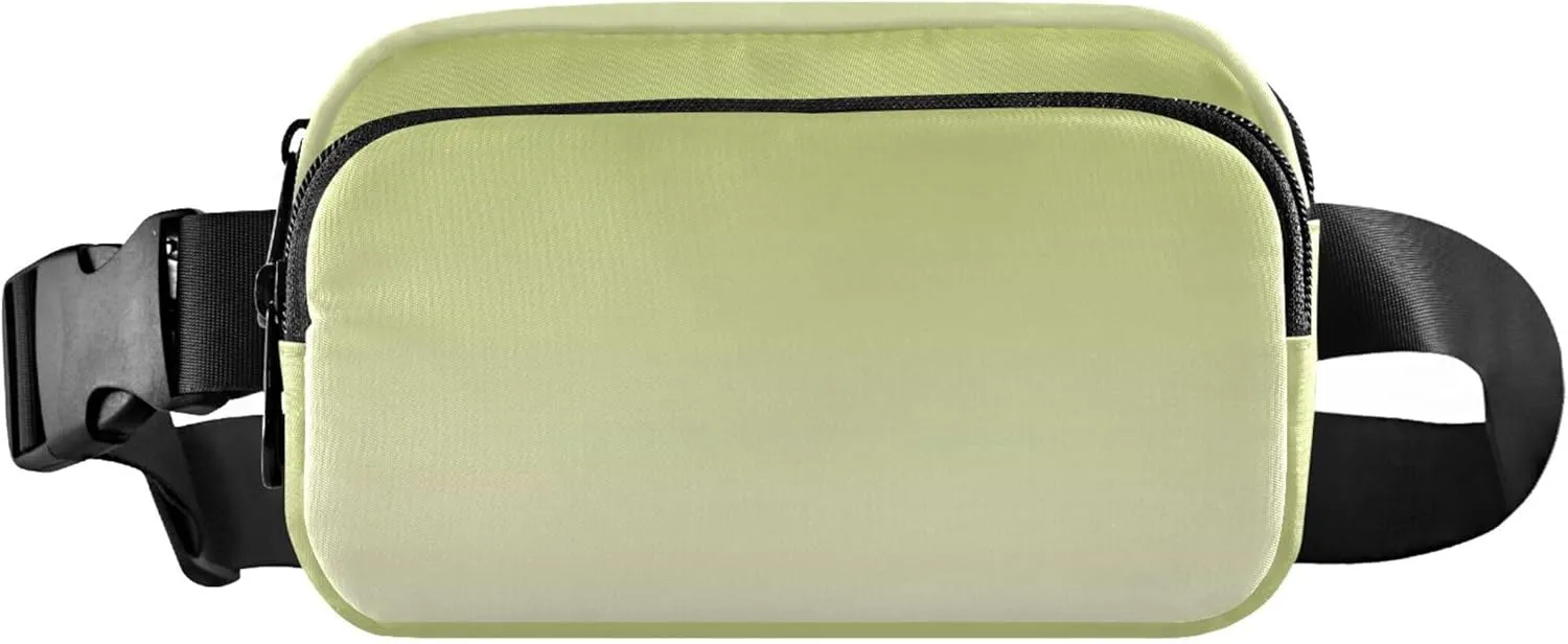 Avocado Green Floral White Gradient Fanny Pack for Women Waterproof Hip Pack Belt Pouch Flower Travel Waist Pack for Men