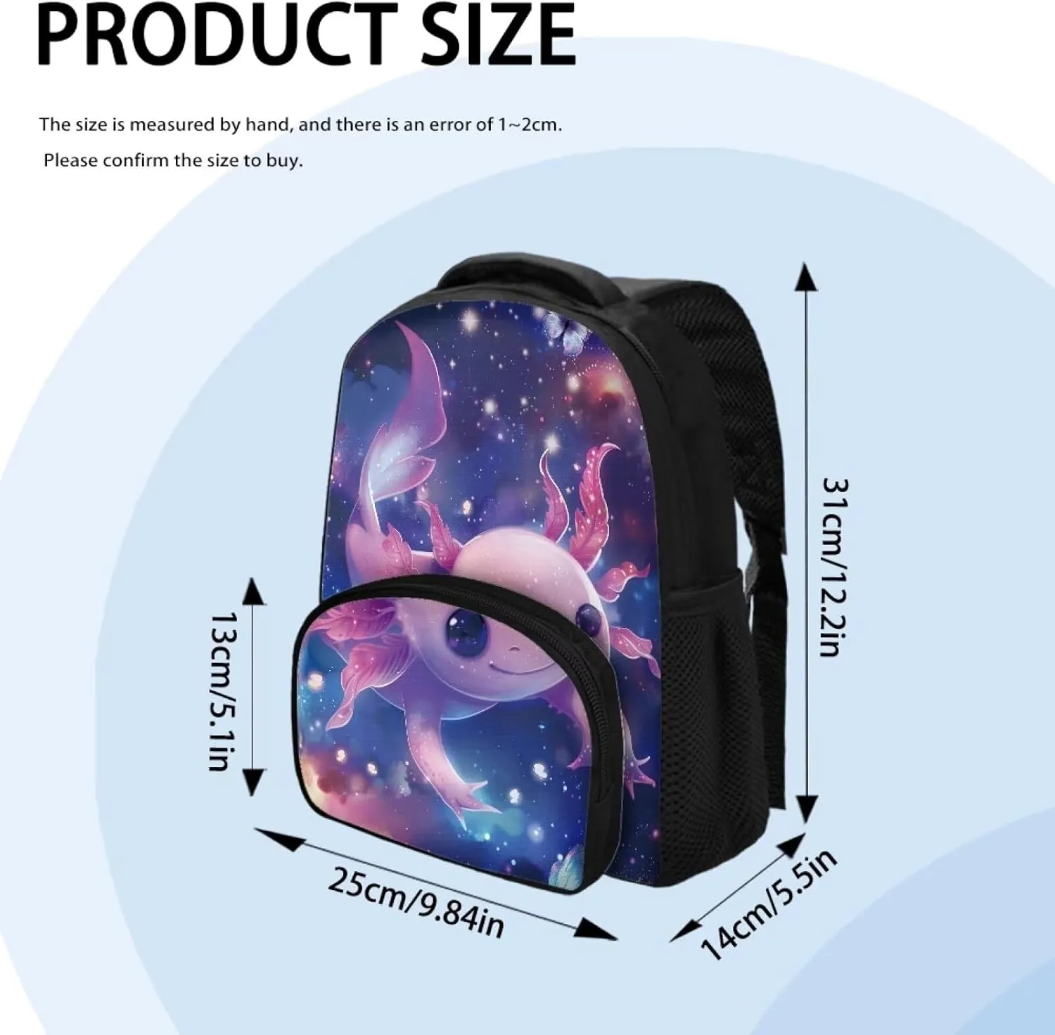 Axolotl Galaxy Kids Backpack Toddler Lightweight School Bag for Boys Girls Student Preschool Kindergarten Elementary Bookbag Mini Children Backpack