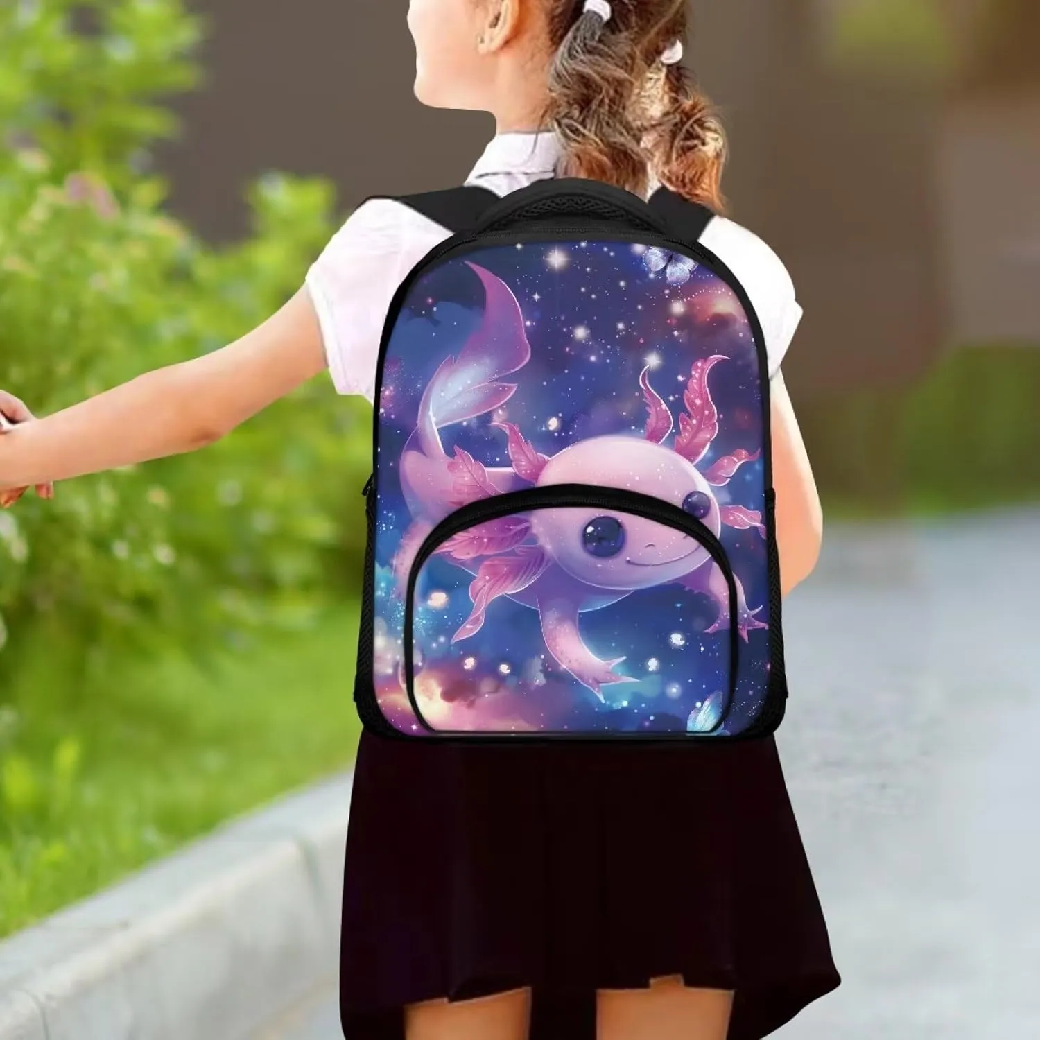 Axolotl Galaxy Kids Backpack Toddler Lightweight School Bag for Boys Girls Student Preschool Kindergarten Elementary Bookbag Mini Children Backpack