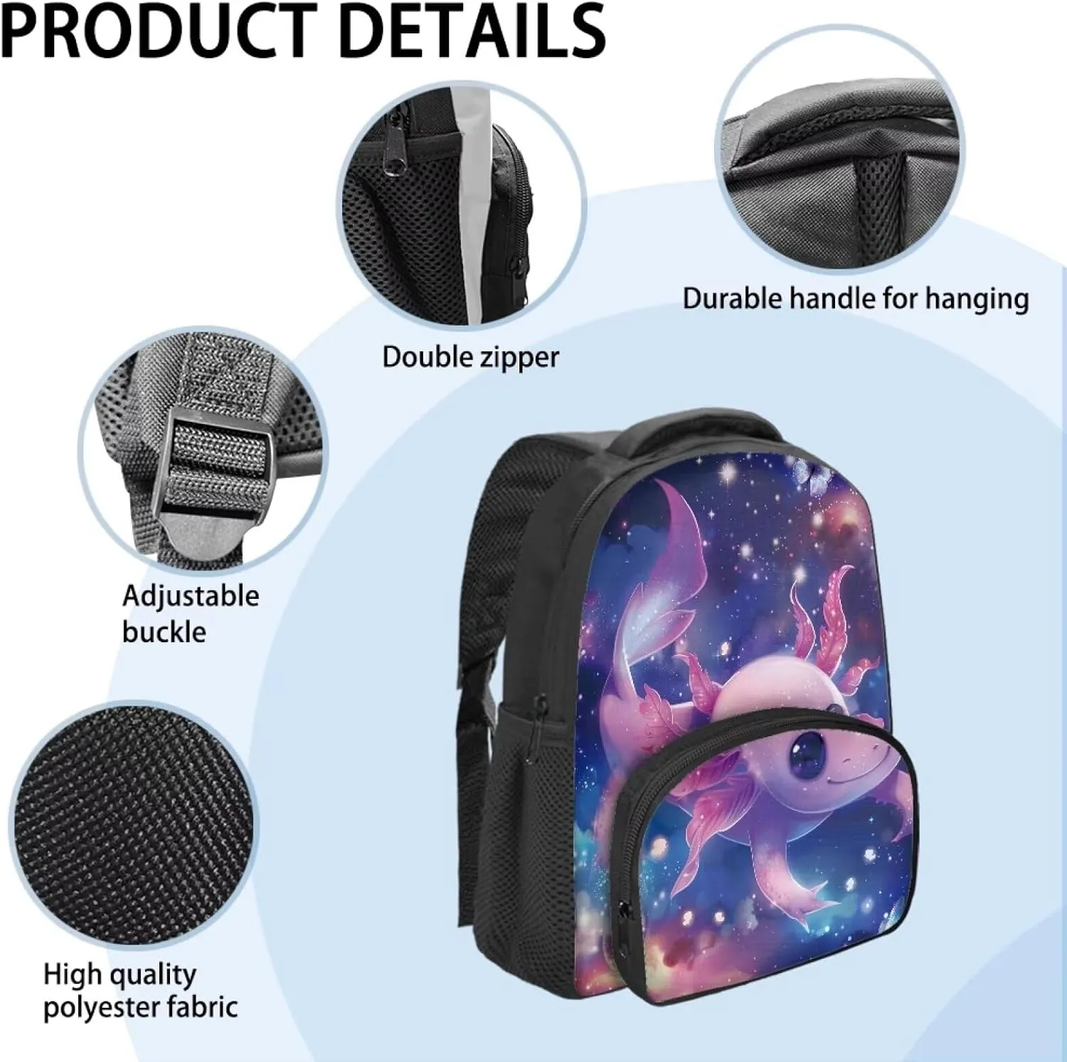 Axolotl Galaxy Kids Backpack Toddler Lightweight School Bag for Boys Girls Student Preschool Kindergarten Elementary Bookbag Mini Children Backpack