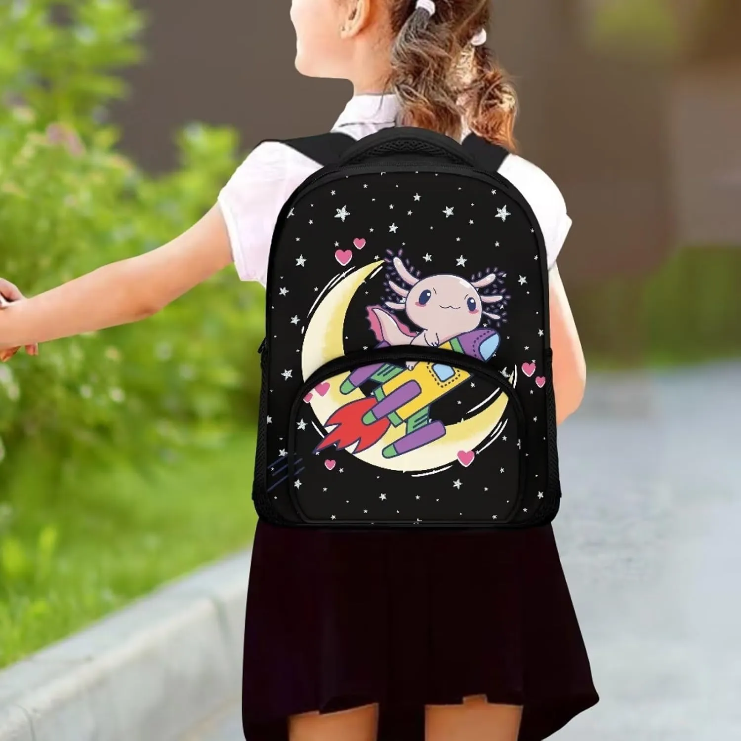 Axolotl Space Toddler Backpack Girls Boys Kindergarten Primary Preschool Bookbags Back to School Kids Schoolbags Lightweight Nursery Travel Bag for Children