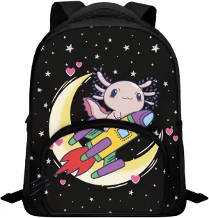Axolotl Space Toddler Backpack Girls Boys Kindergarten Primary Preschool Bookbags Back to School Kids Schoolbags Lightweight Nursery Travel Bag for Children