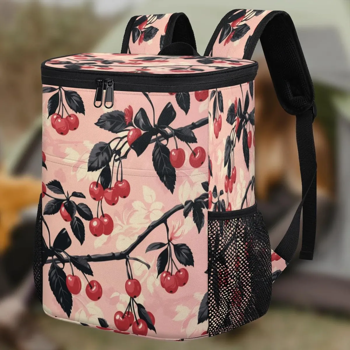 Backpack Cooler Cherry Branches Cooler Backpack Insulated Leak Proof Soft Cooler Bag for Men Women Lunch Backpack for Camping Picnic Hiking Beach Travel