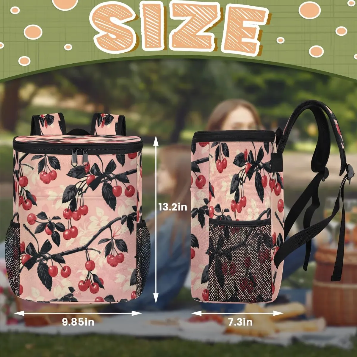 Backpack Cooler Cherry Branches Cooler Backpack Insulated Leak Proof Soft Cooler Bag for Men Women Lunch Backpack for Camping Picnic Hiking Beach Travel