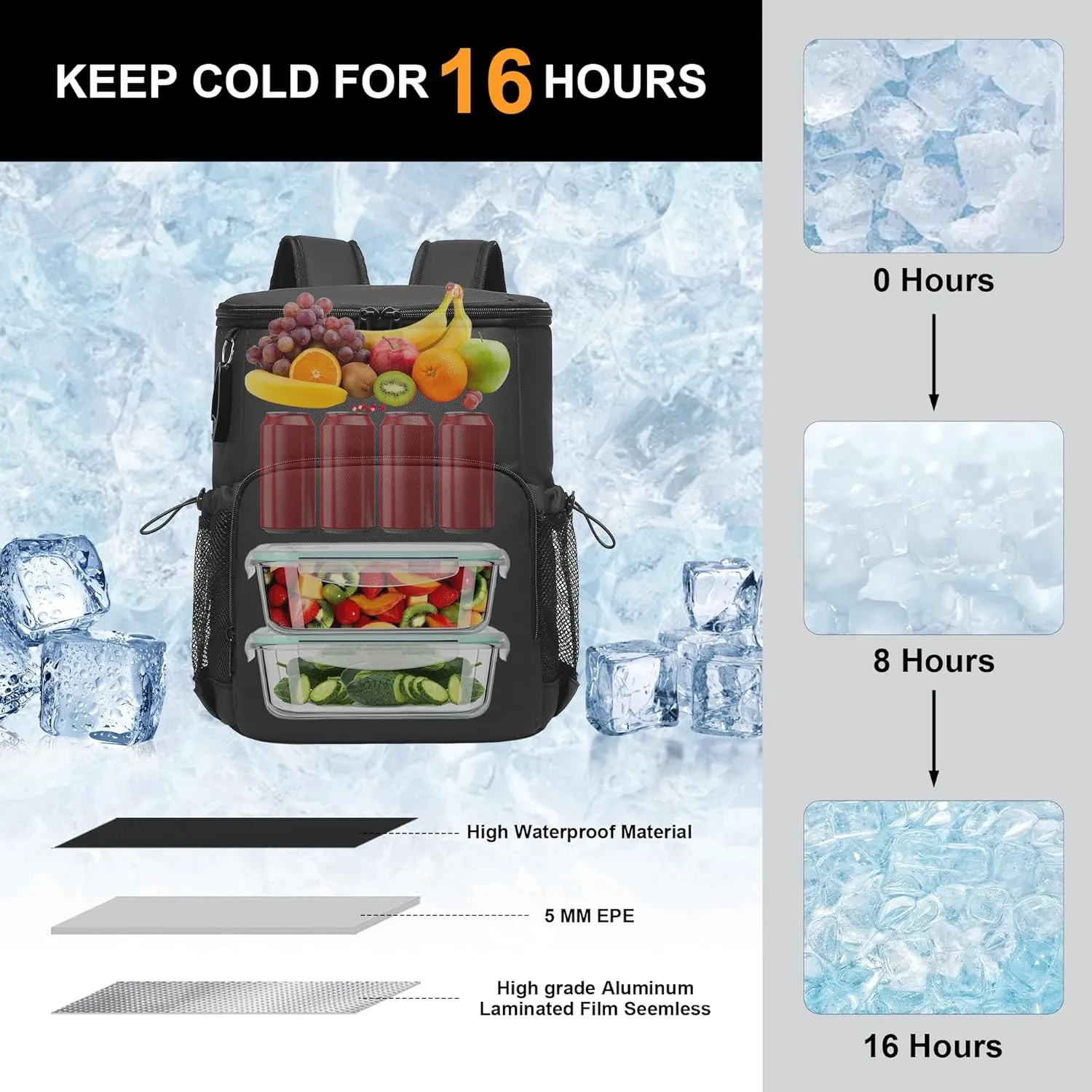 Backpack Cooler for Men and Women Insulated Waterproof Soft Lightweight Cooler Bag Leakproof 30 Cans Travel Camping Picnic Beach