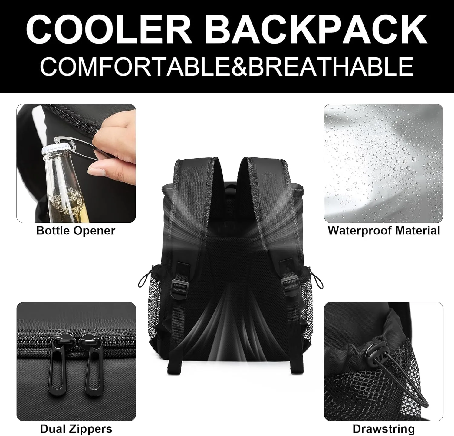 Backpack Cooler for Men and Women Insulated Waterproof Soft Lightweight Cooler Bag Leakproof 30 Cans Travel Camping Picnic Beach