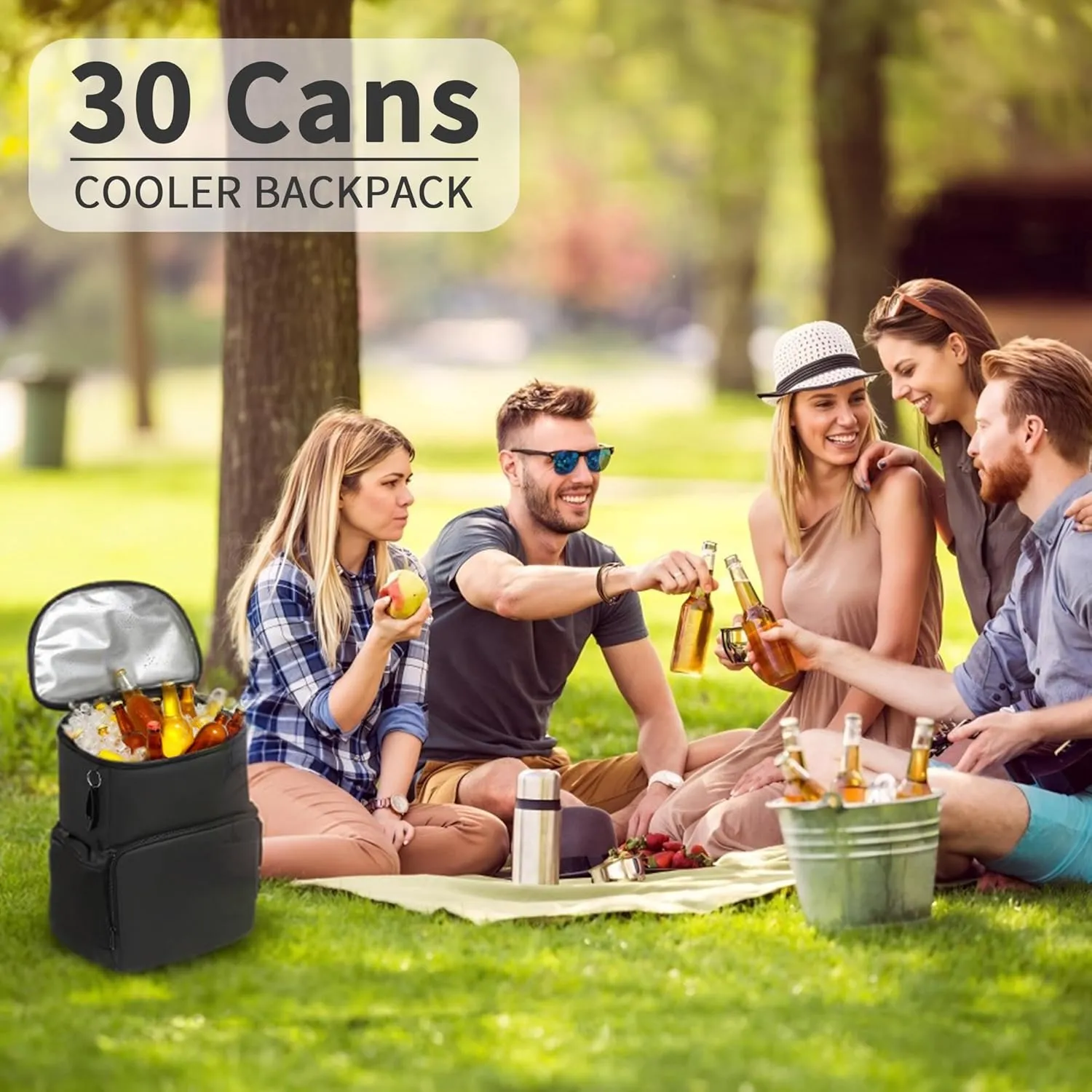 Backpack Cooler for Men and Women Insulated Waterproof Soft Lightweight Cooler Bag Leakproof 30 Cans Travel Camping Picnic Beach