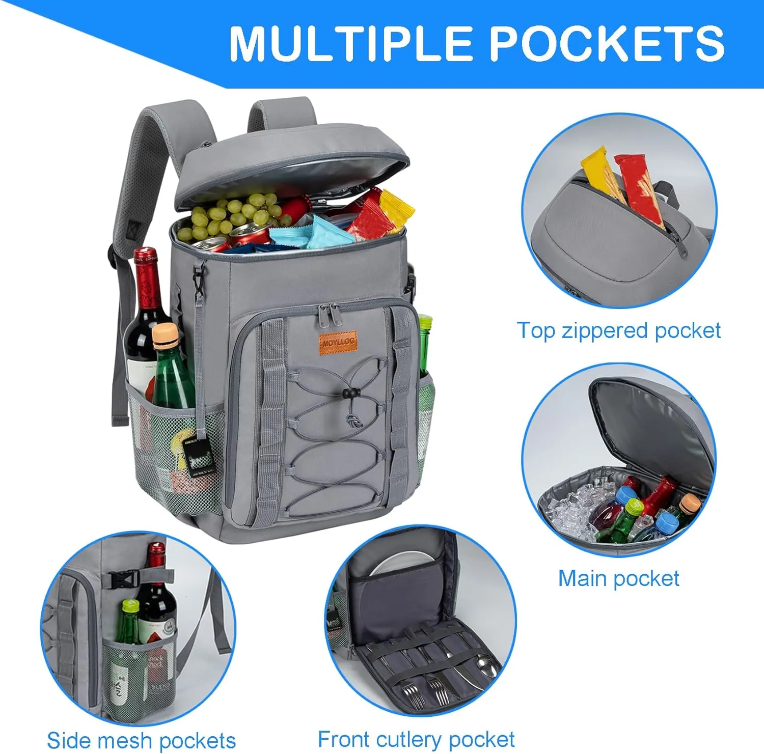 Backpack Coolers Insulated Leak Proof, 30/45 Cans Beach Cooler Backpack, Water-Resistant Soft Cooler Bag for Camping Picnic