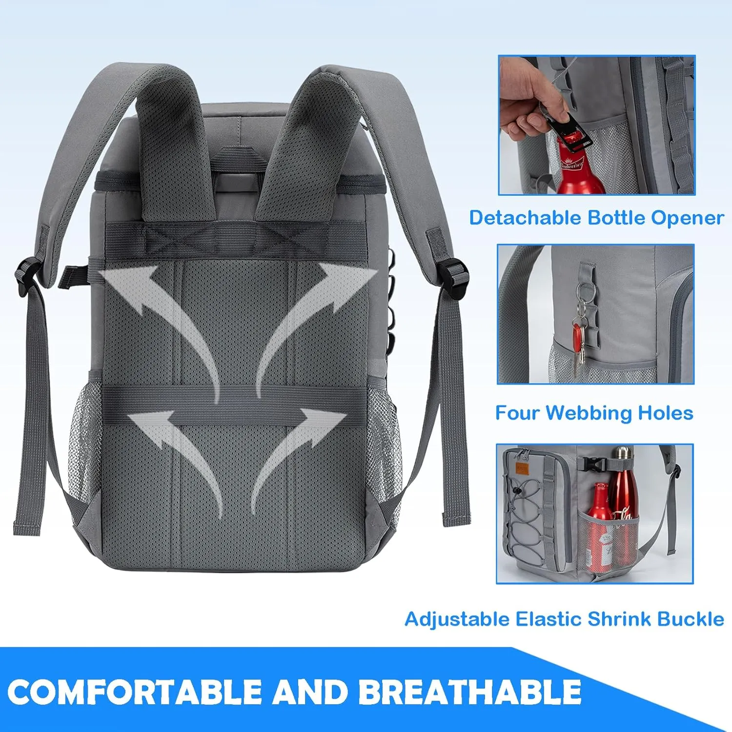 Backpack Coolers Insulated Leak Proof, 30/45 Cans Beach Cooler Backpack, Water-Resistant Soft Cooler Bag for Camping Picnic