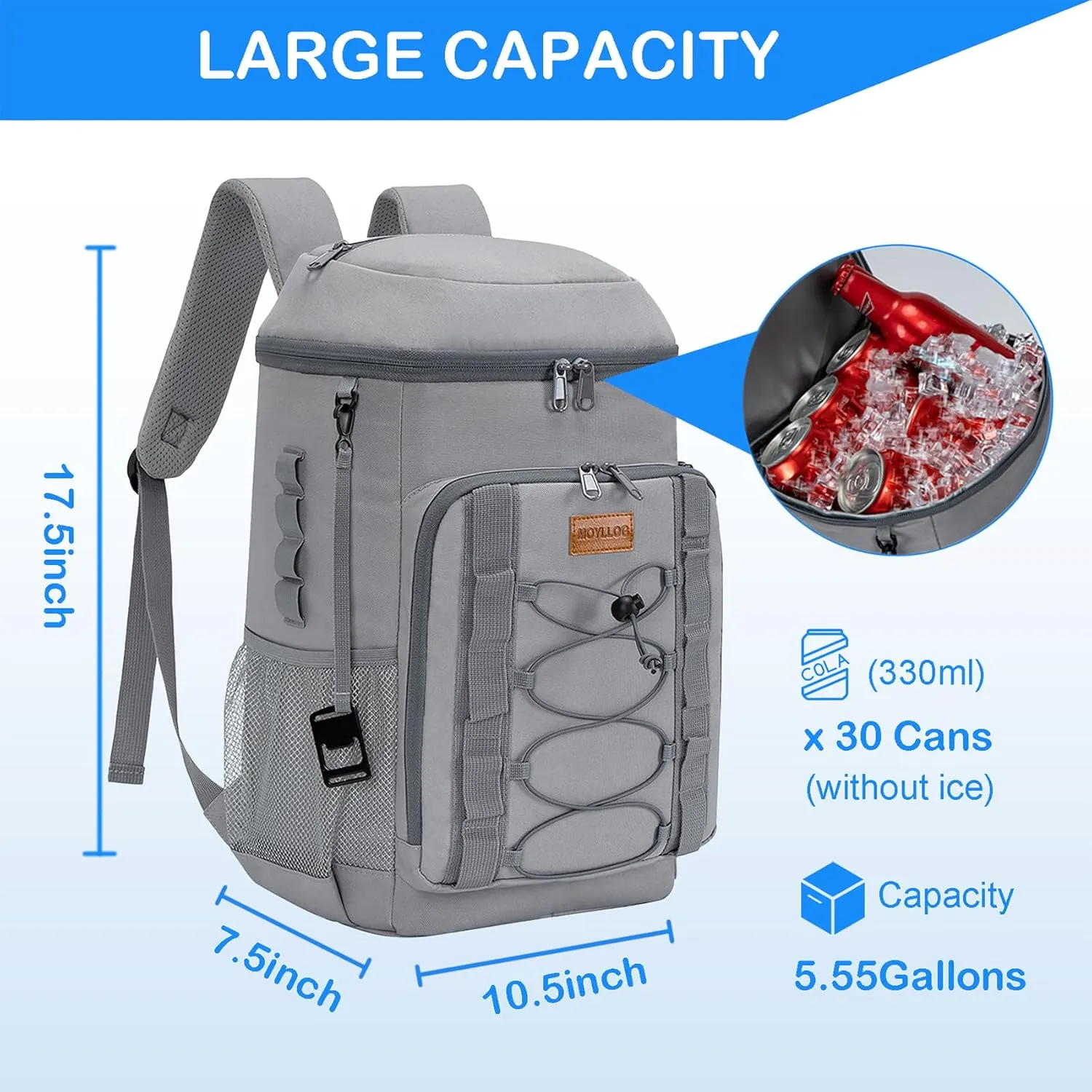 Backpack Coolers Insulated Leak Proof, 30/45 Cans Beach Cooler Backpack, Water-Resistant Soft Cooler Bag for Camping Picnic