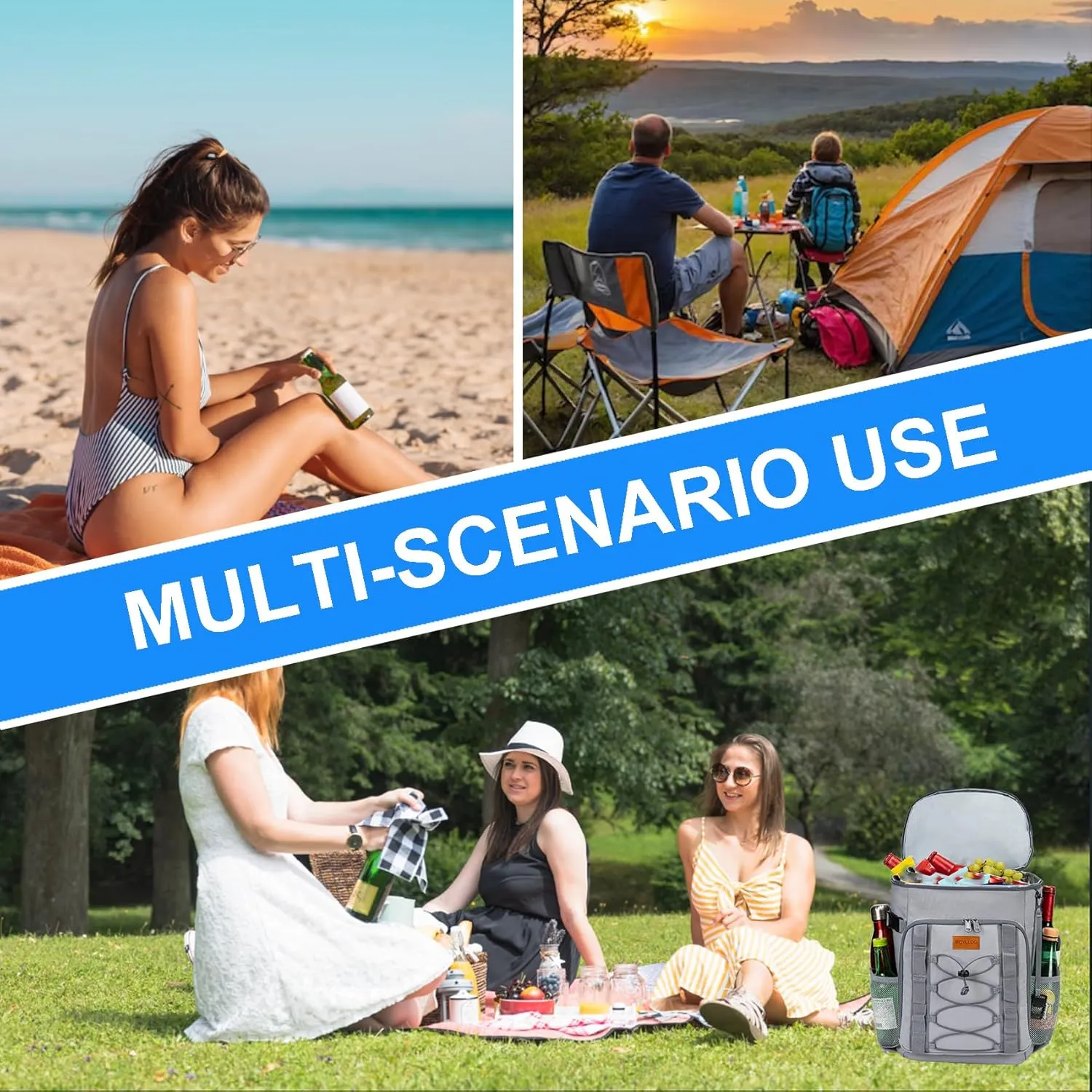 Backpack Coolers Insulated Leak Proof, 30/45 Cans Beach Cooler Backpack, Water-Resistant Soft Cooler Bag for Camping Picnic