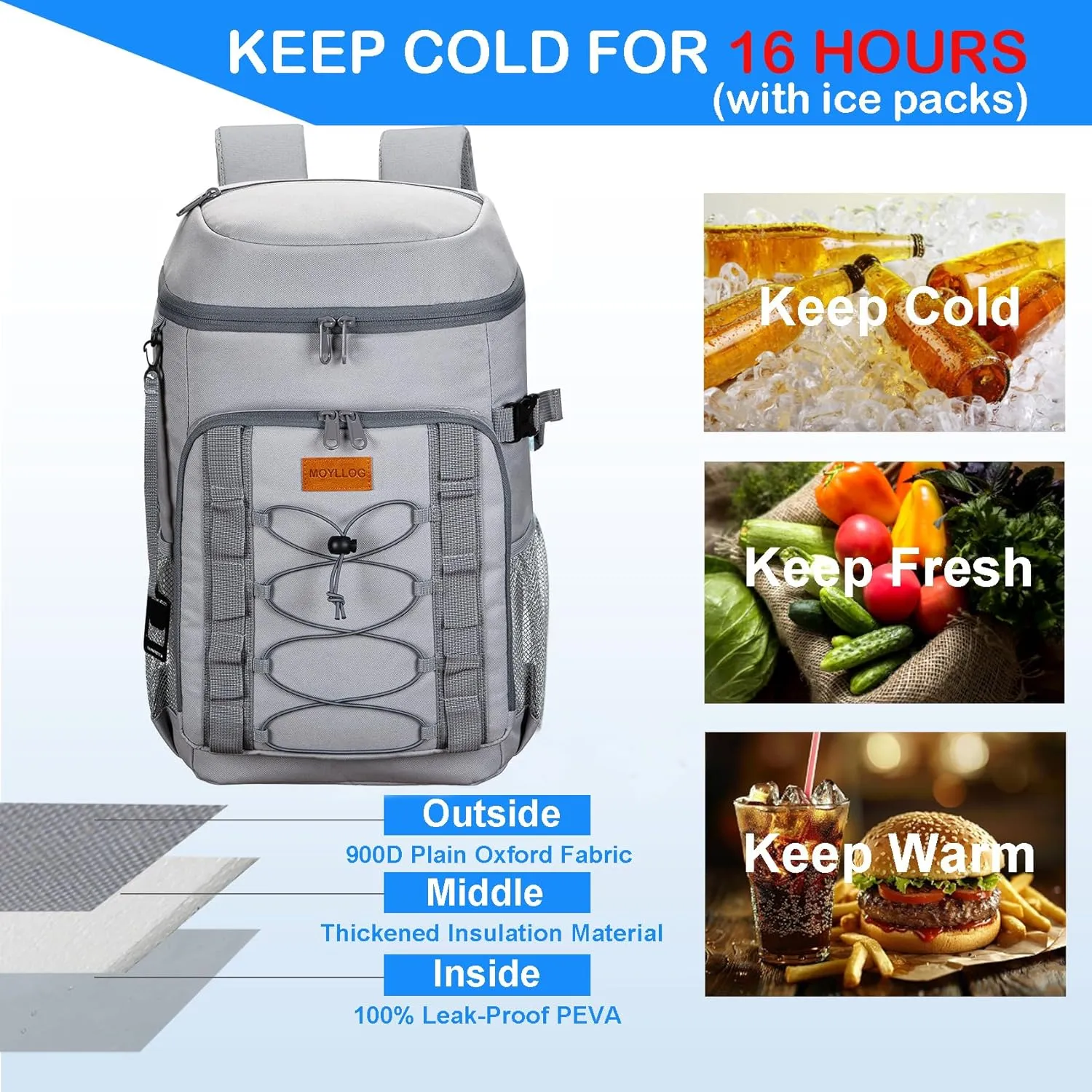 Backpack Coolers Insulated Leak Proof, 30/45 Cans Beach Cooler Backpack, Water-Resistant Soft Cooler Bag for Camping Picnic
