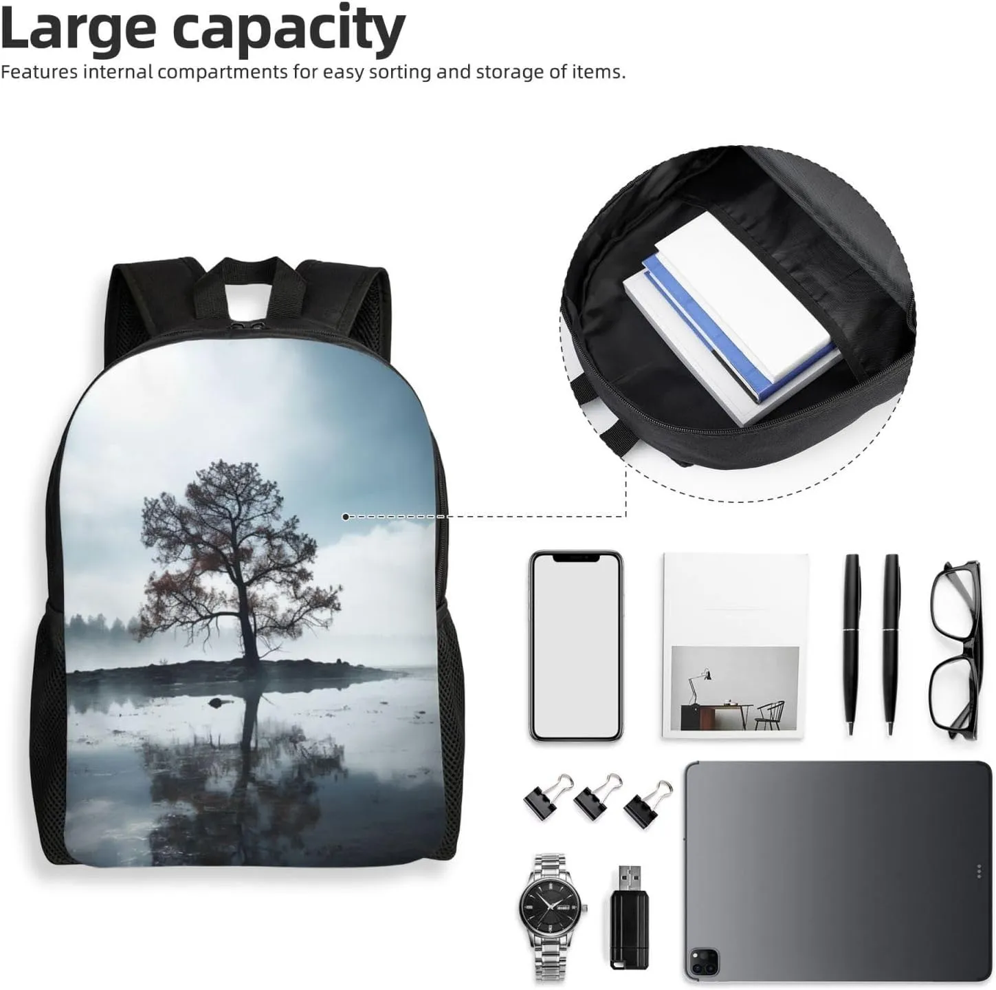 Backpack for Men Women 16.1 Inch Laptop Backpack Tree in the mist Daypack Laptop Bag for Travel