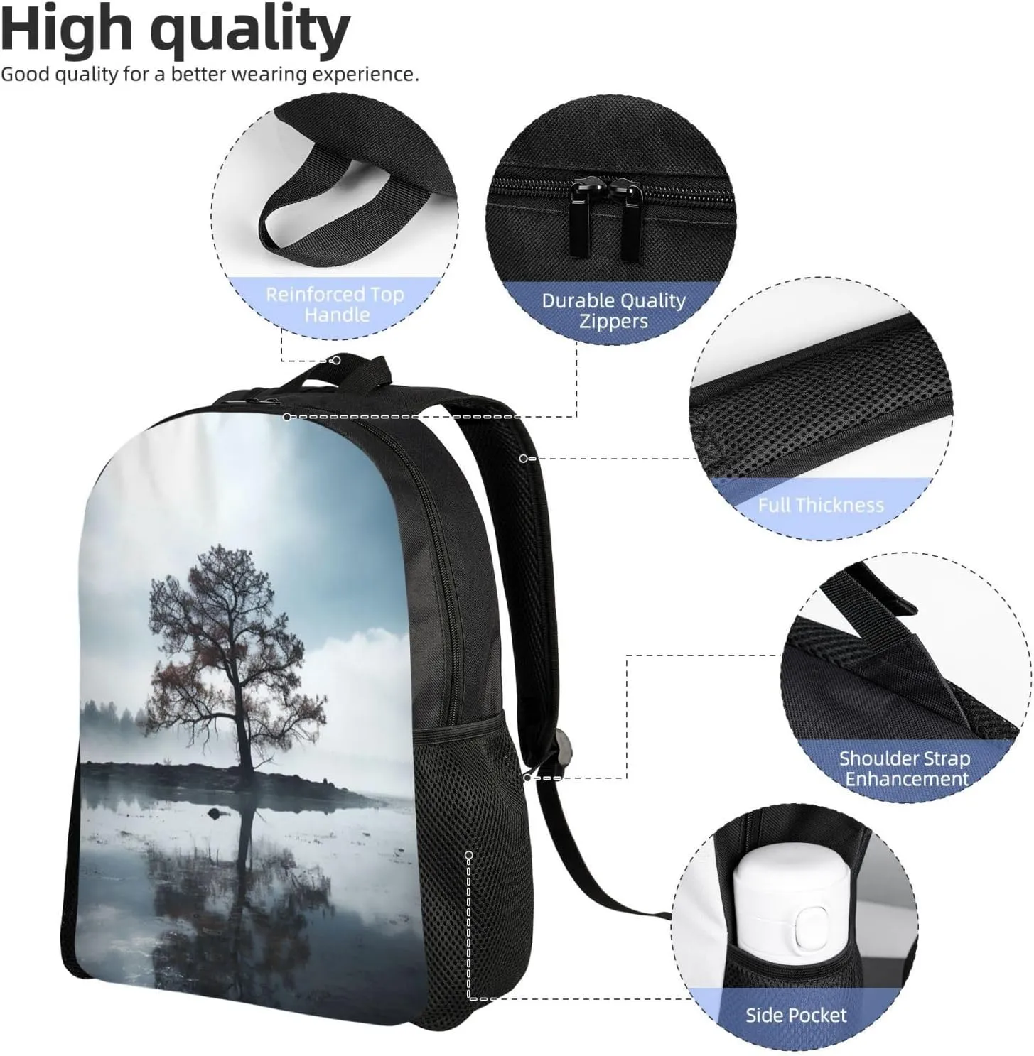 Backpack for Men Women 16.1 Inch Laptop Backpack Tree in the mist Daypack Laptop Bag for Travel