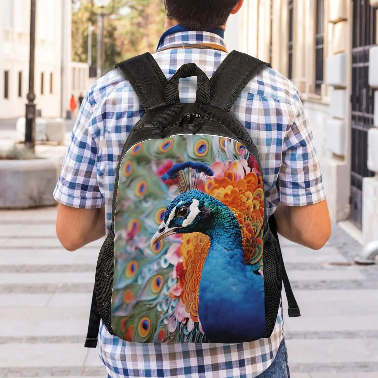 Backpack for Men Women Laptop Backpack Bird resting on branch Daypack Laptop Bag for Travel, Bird Peacock, One Size