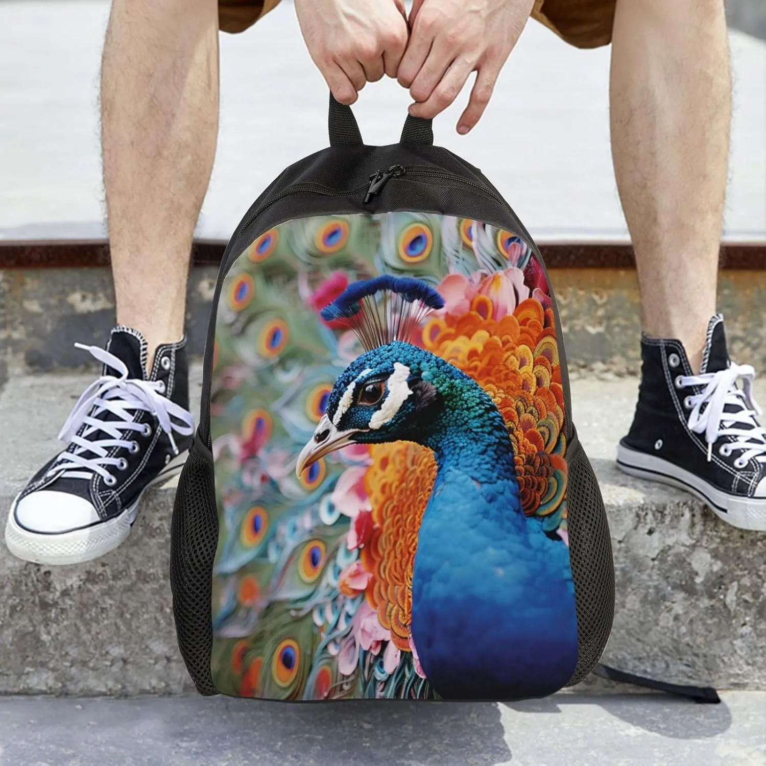 Backpack for Men Women Laptop Backpack Bird resting on branch Daypack Laptop Bag for Travel, Bird Peacock, One Size