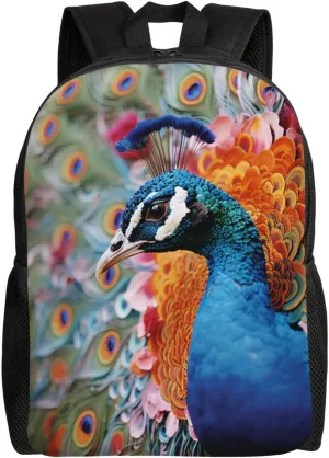 Backpack for Men Women Laptop Backpack Bird resting on branch Daypack Laptop Bag for Travel, Bird Peacock, One Size
