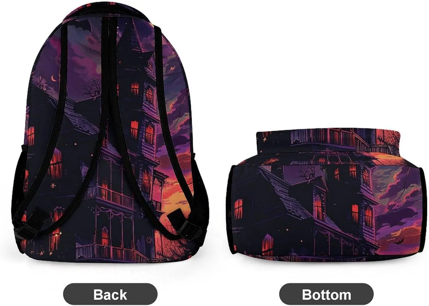 Backpack for Men Women Laptop Backpack Black Haunted House Casual Daypack Laptop Bag for Travel