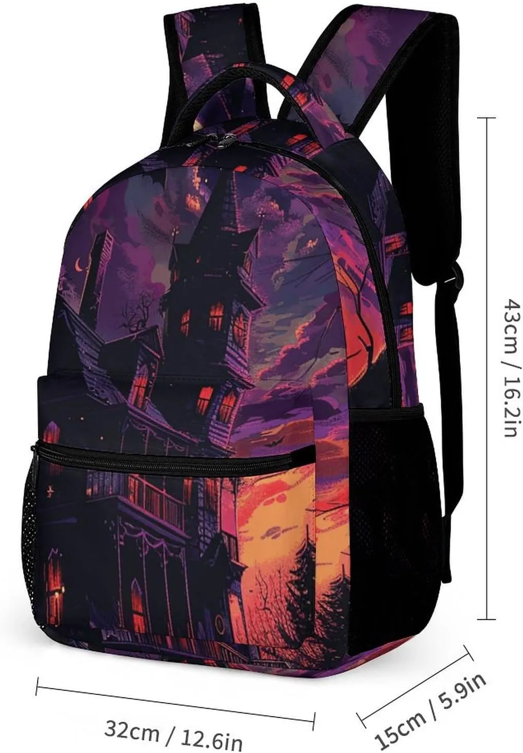 Backpack for Men Women Laptop Backpack Black Haunted House Casual Daypack Laptop Bag for Travel
