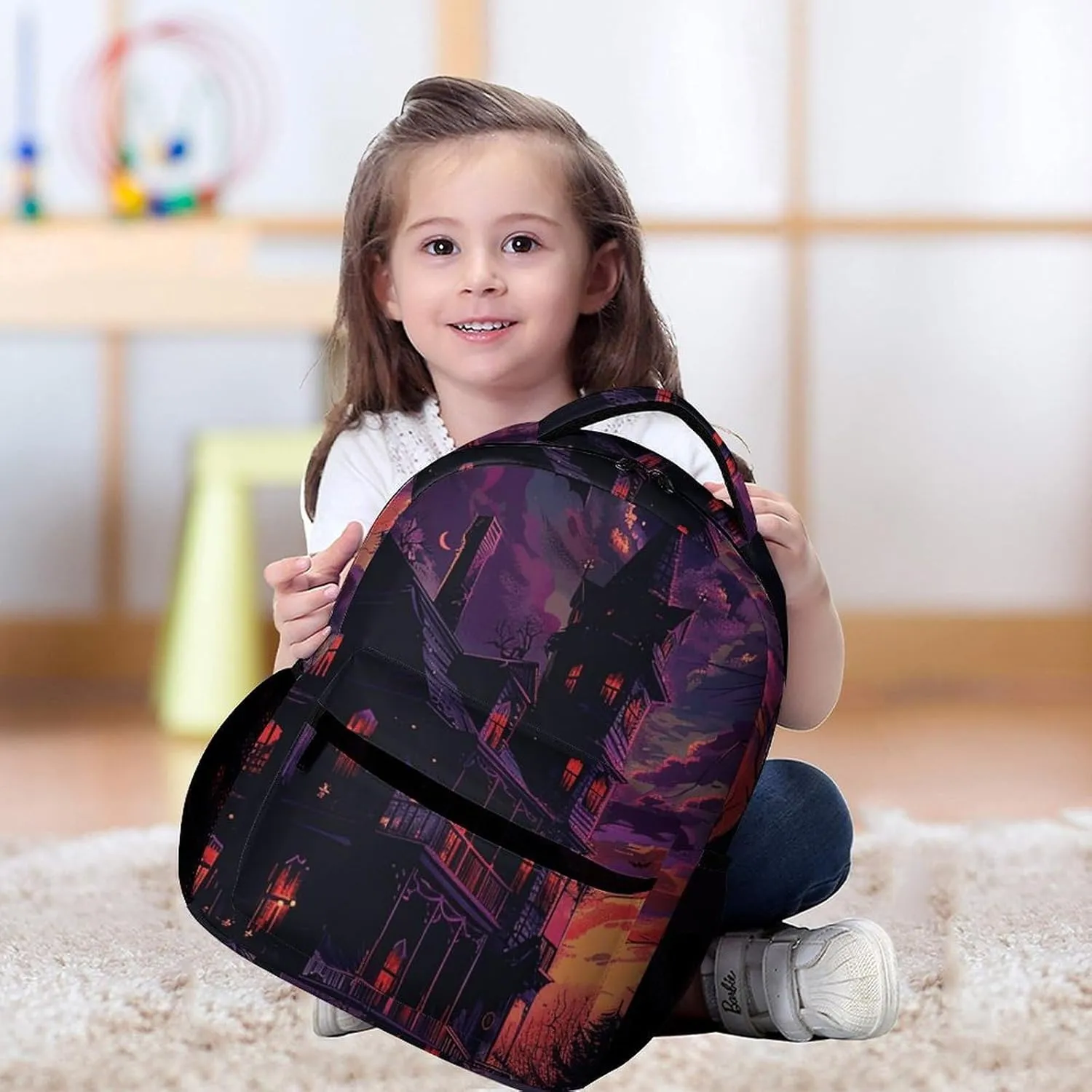 Backpack for Men Women Laptop Backpack Black Haunted House Casual Daypack Laptop Bag for Travel