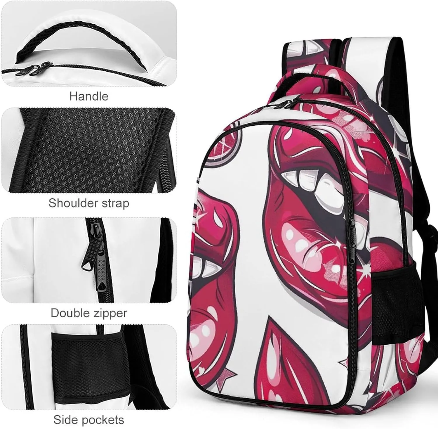 Backpack for Men Women Laptop Backpack Cartoon Style Lips Casual Daypack Laptop Bag for Travel