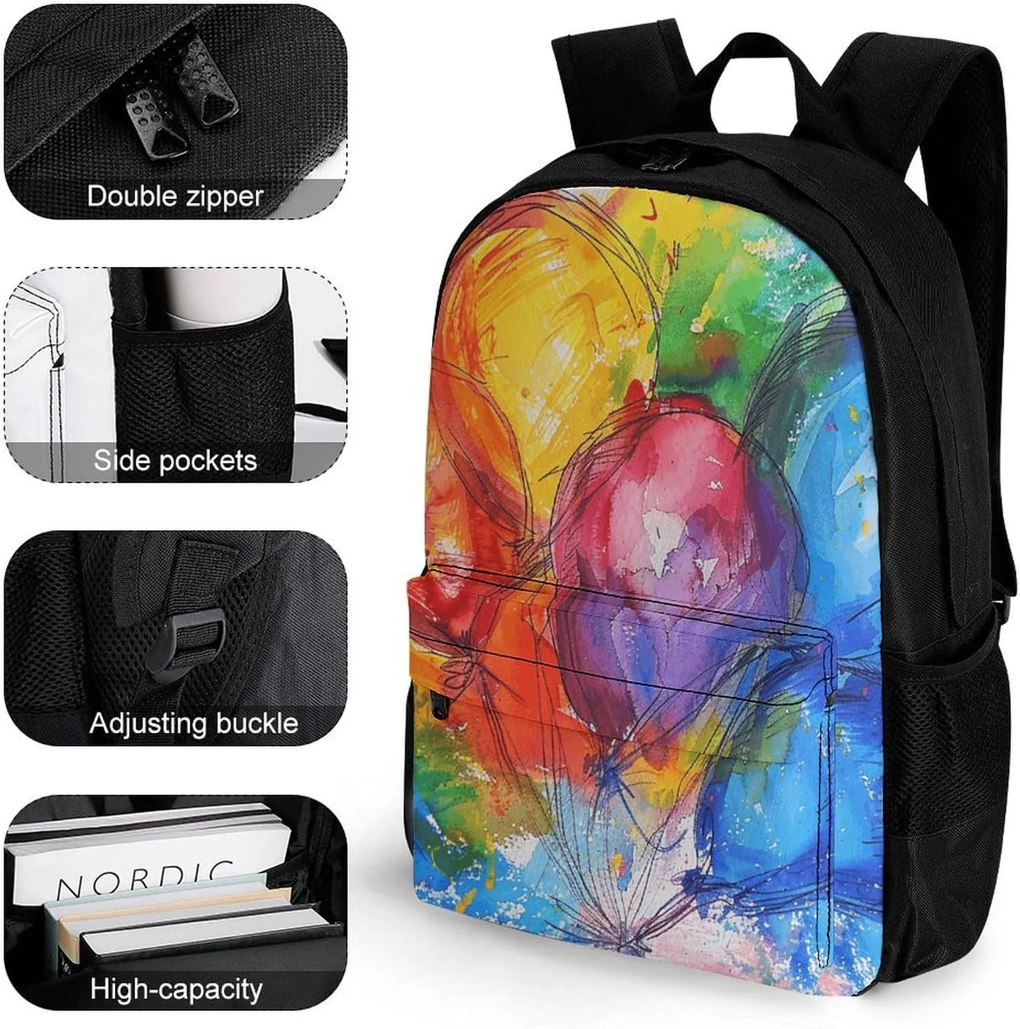 Backpack for Men Women Laptop Backpack Colorful Balloon Pictures Casual Daypack Laptop Bag for Travel