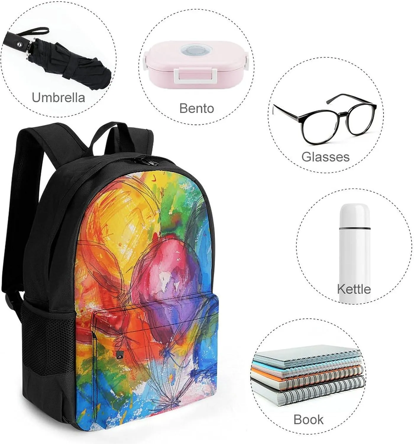 Backpack for Men Women Laptop Backpack Colorful Balloon Pictures Casual Daypack Laptop Bag for Travel