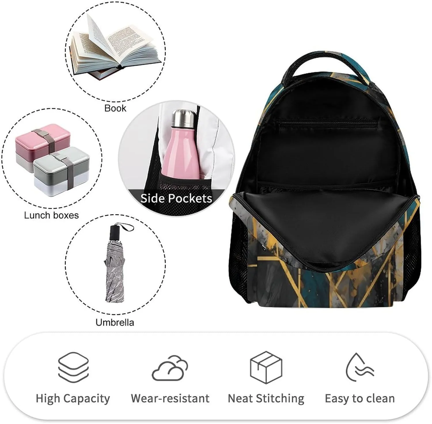 Backpack for Men Women Laptop Backpack Contemporary Art Pattern Casual Daypack Laptop Bag for Travel