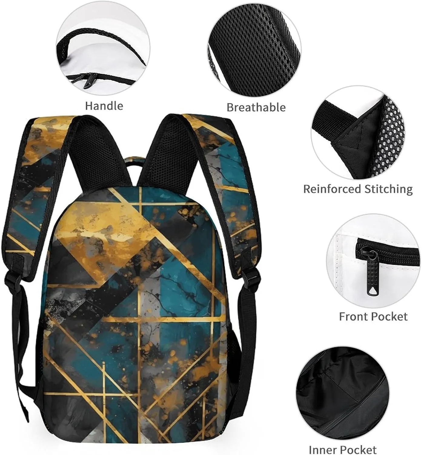 Backpack for Men Women Laptop Backpack Contemporary Art Pattern Casual Daypack Laptop Bag for Travel