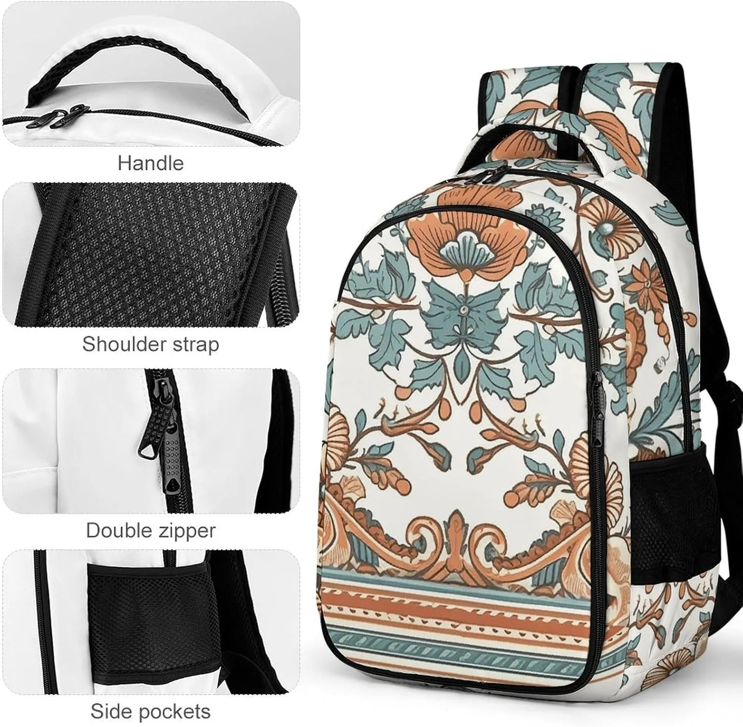 Backpack for Men Women Laptop Backpack Decorative Border Casual Daypack Laptop Bag for Travel