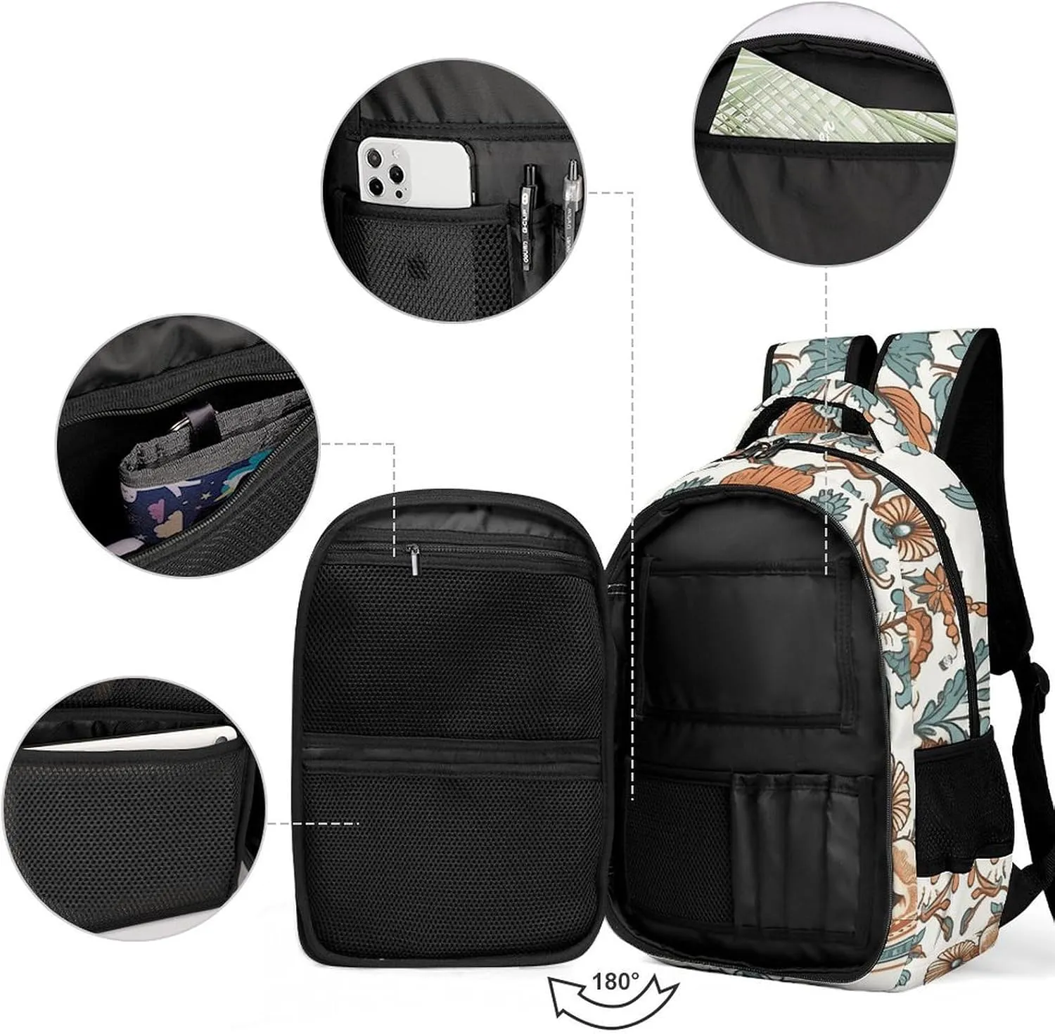 Backpack for Men Women Laptop Backpack Decorative Border Casual Daypack Laptop Bag for Travel