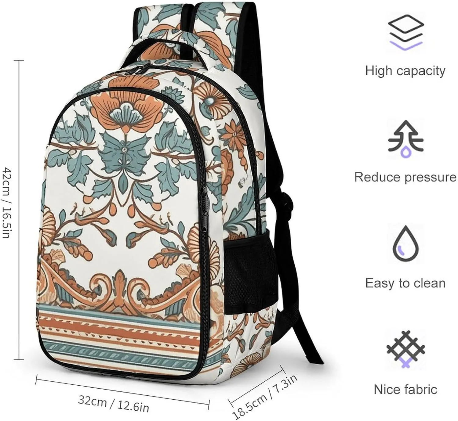 Backpack for Men Women Laptop Backpack Decorative Border Casual Daypack Laptop Bag for Travel