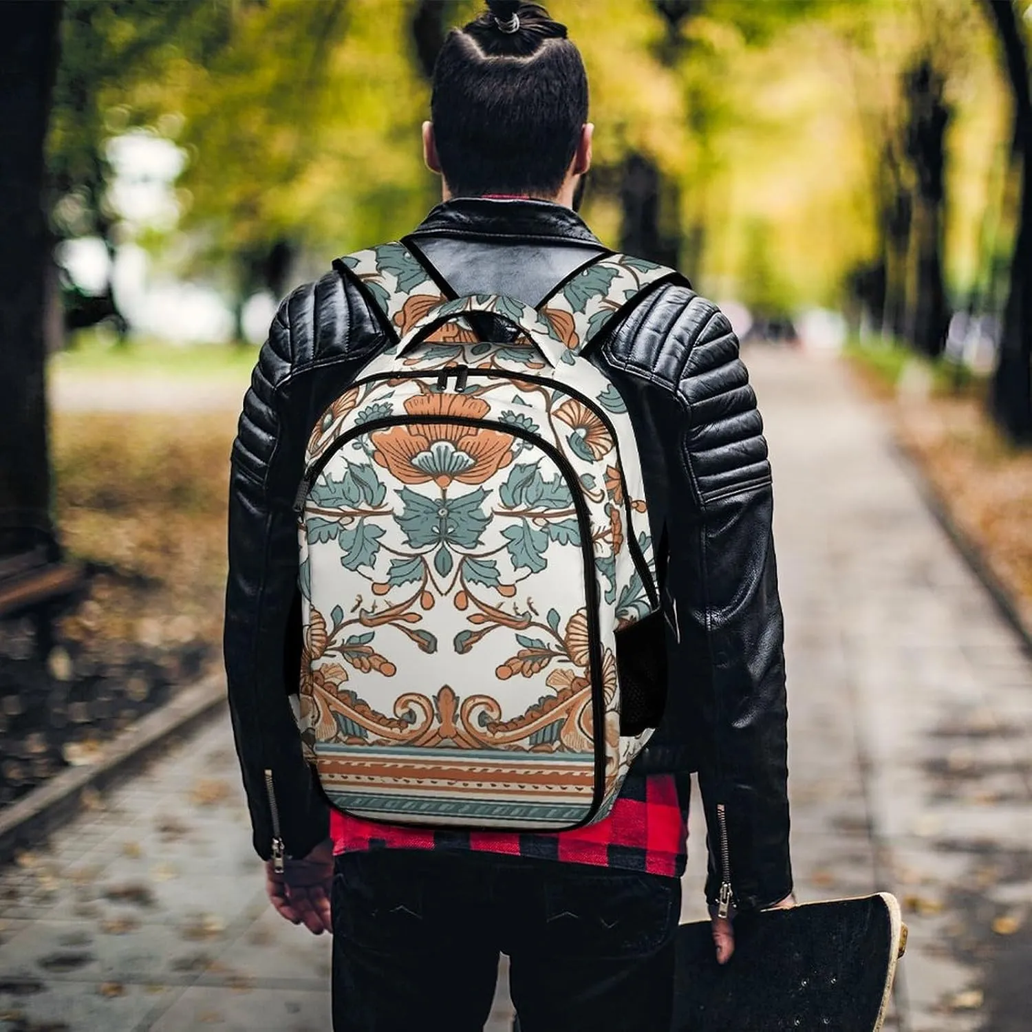 Backpack for Men Women Laptop Backpack Decorative Border Casual Daypack Laptop Bag for Travel