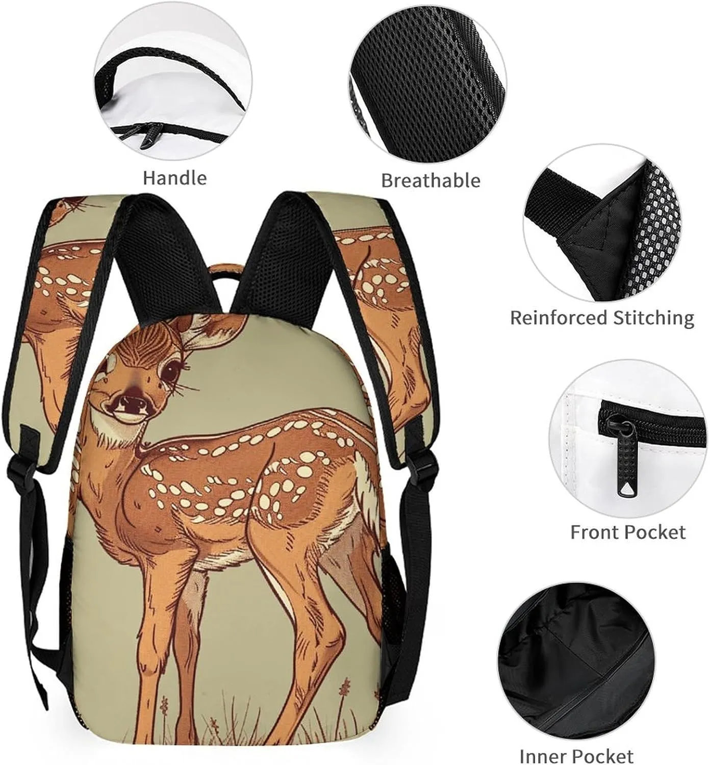 Backpack for Men Women Laptop Backpack Deer Hand Drawn Casual Daypack Laptop Bag for Travel