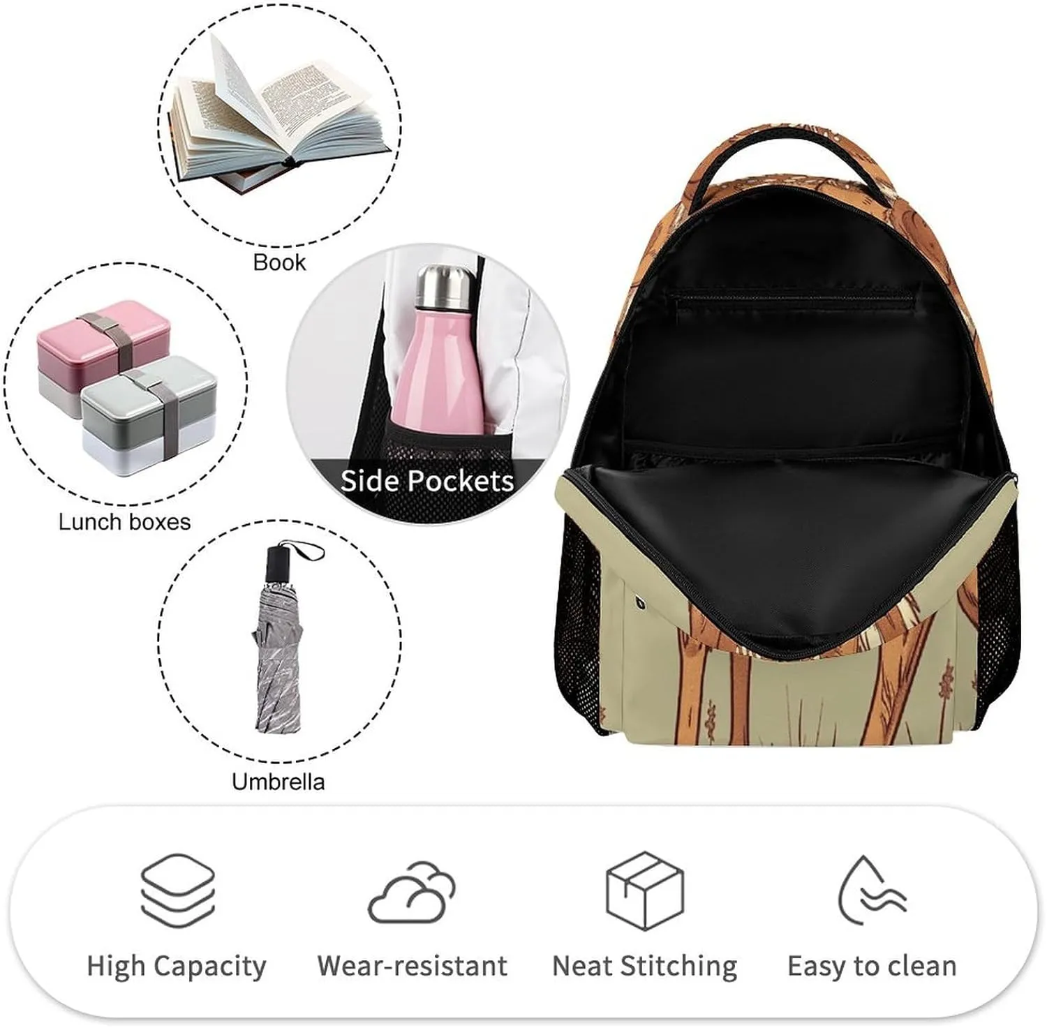 Backpack for Men Women Laptop Backpack Deer Hand Drawn Casual Daypack Laptop Bag for Travel
