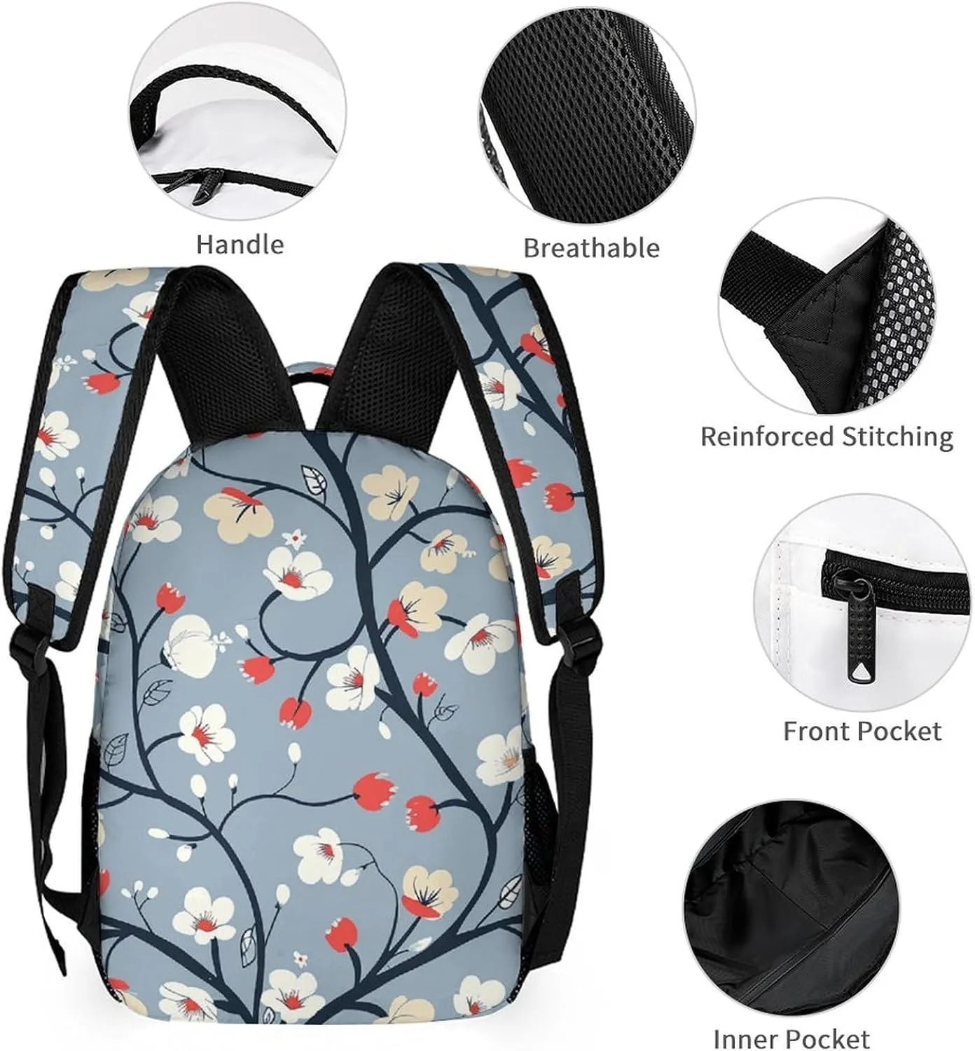 Backpack for Men Women Laptop Backpack Flowers on Branches Casual Daypack Laptop Bag for Travel