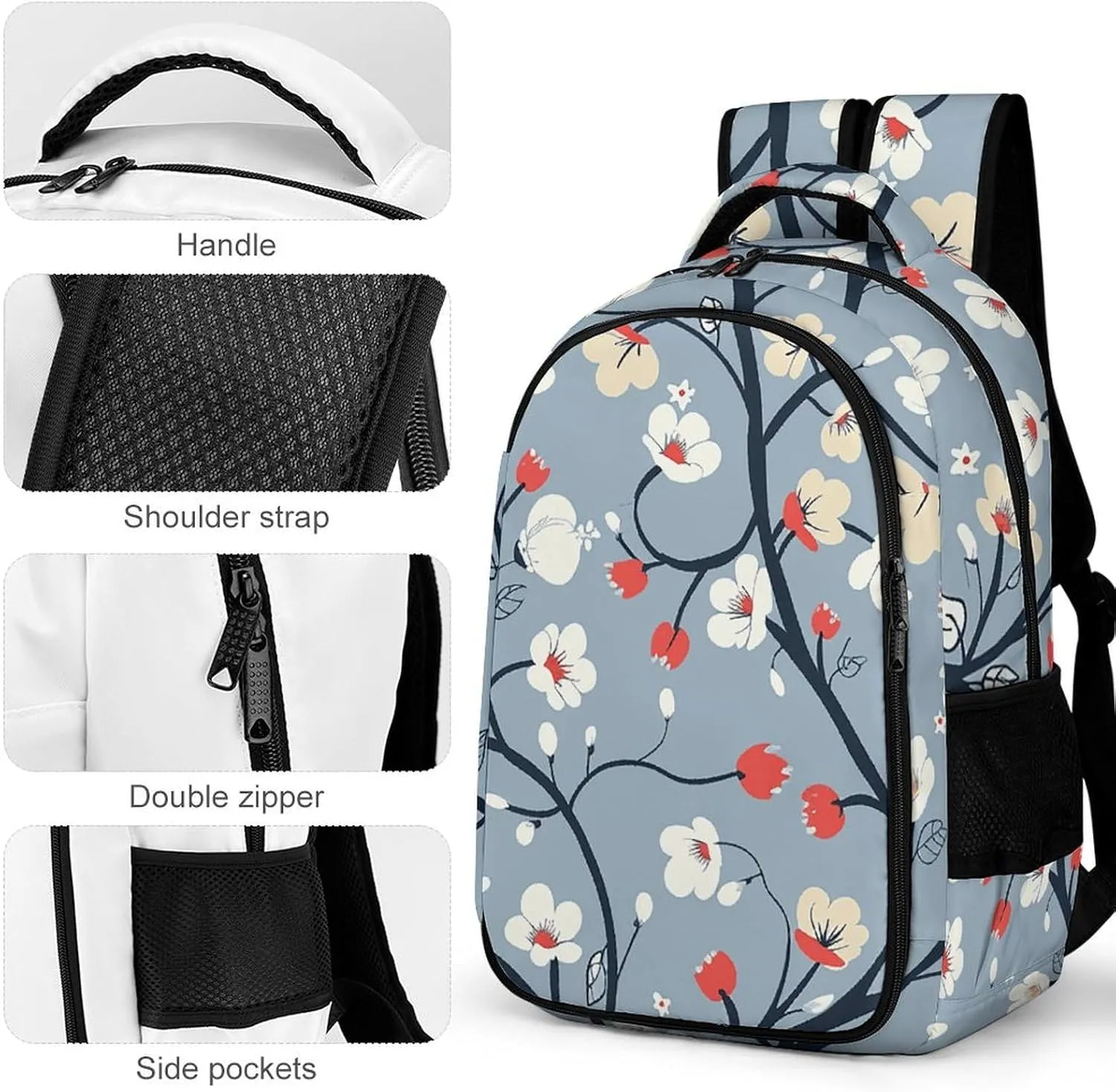 Backpack for Men Women Laptop Backpack Flowers on Branches Casual Daypack Laptop Bag for Travel