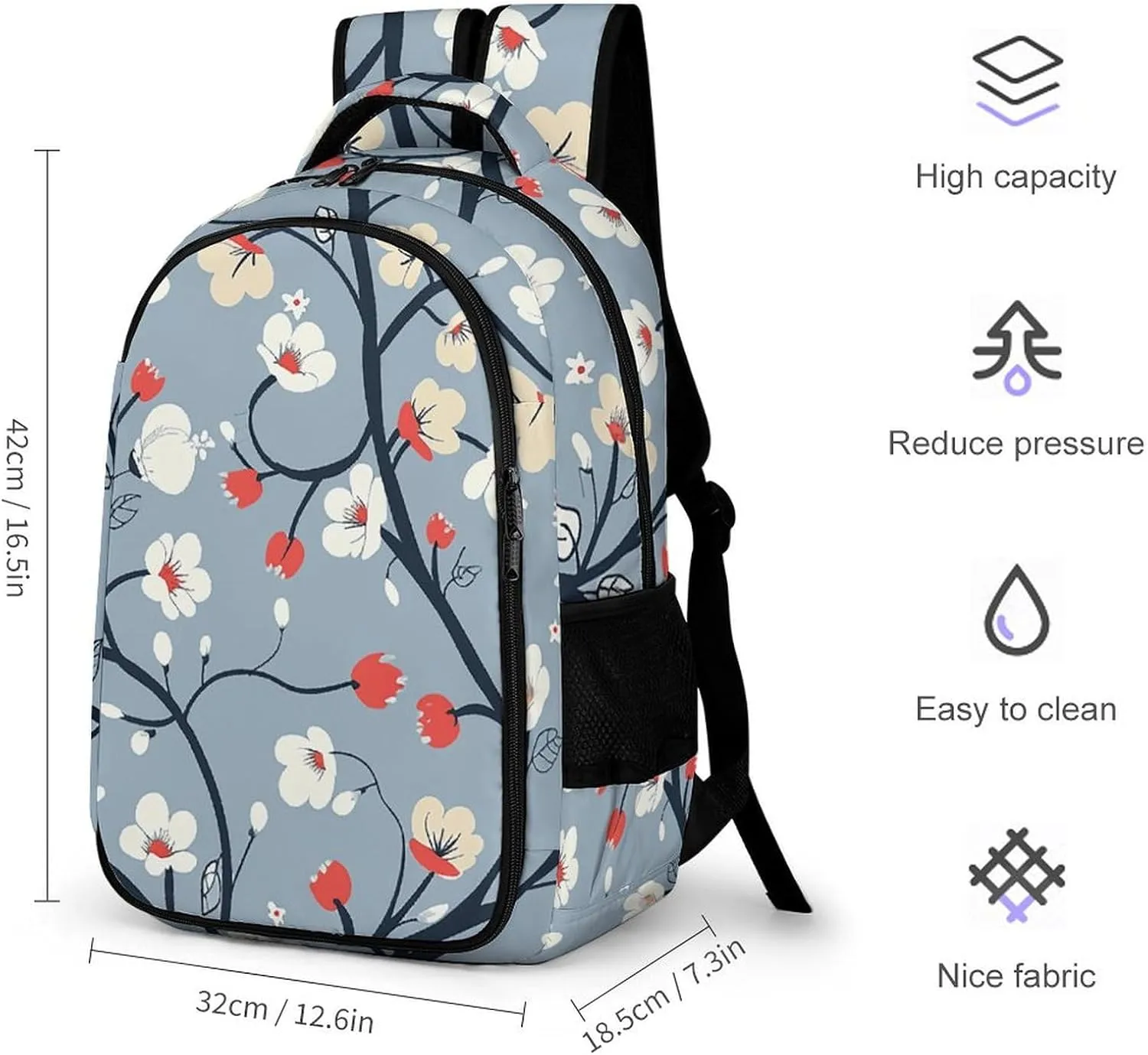 Backpack for Men Women Laptop Backpack Flowers on Branches Casual Daypack Laptop Bag for Travel