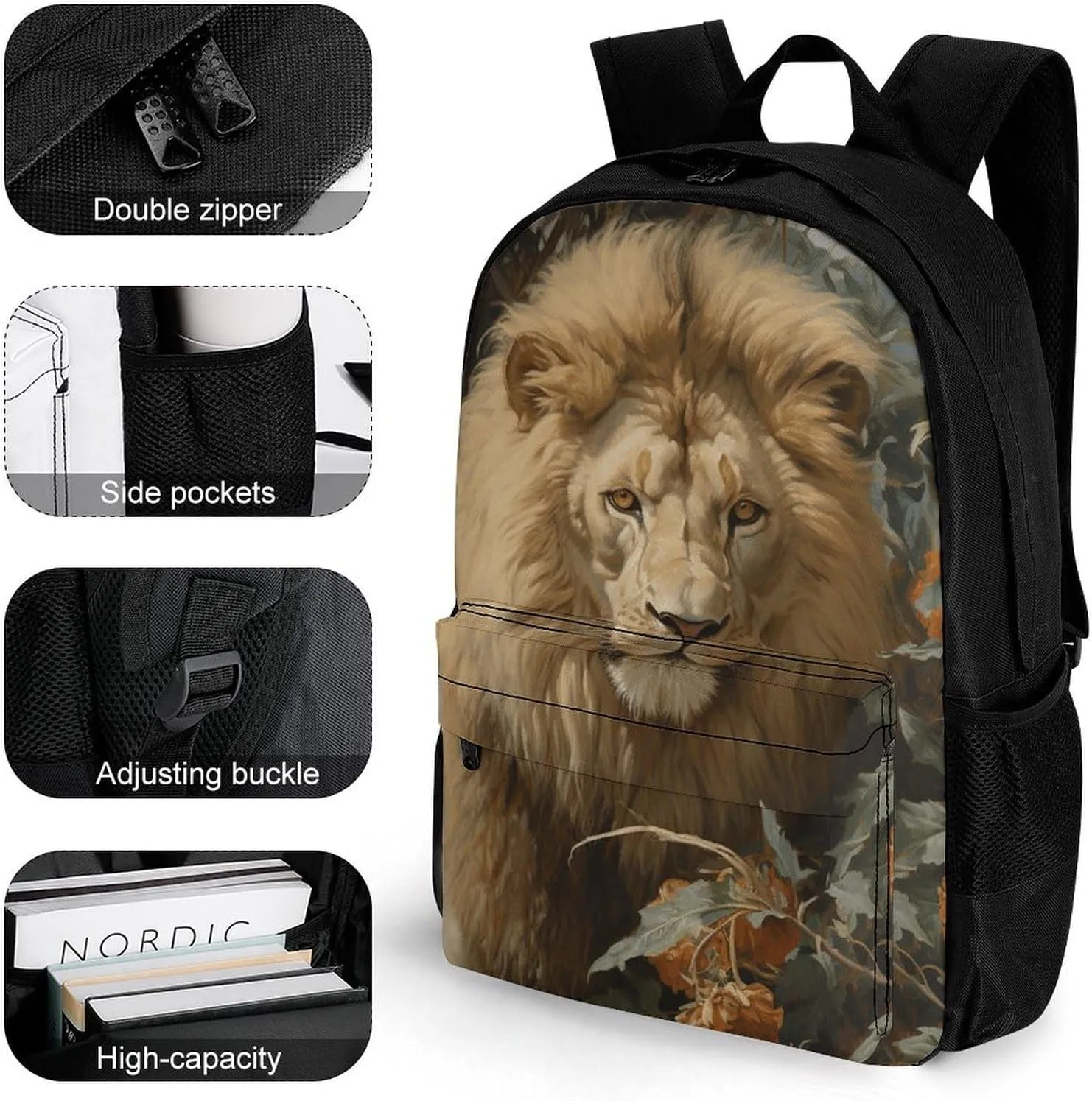 Backpack for Men Women Laptop Backpack Lion in Bush Casual Daypack Laptop Bag for Travel