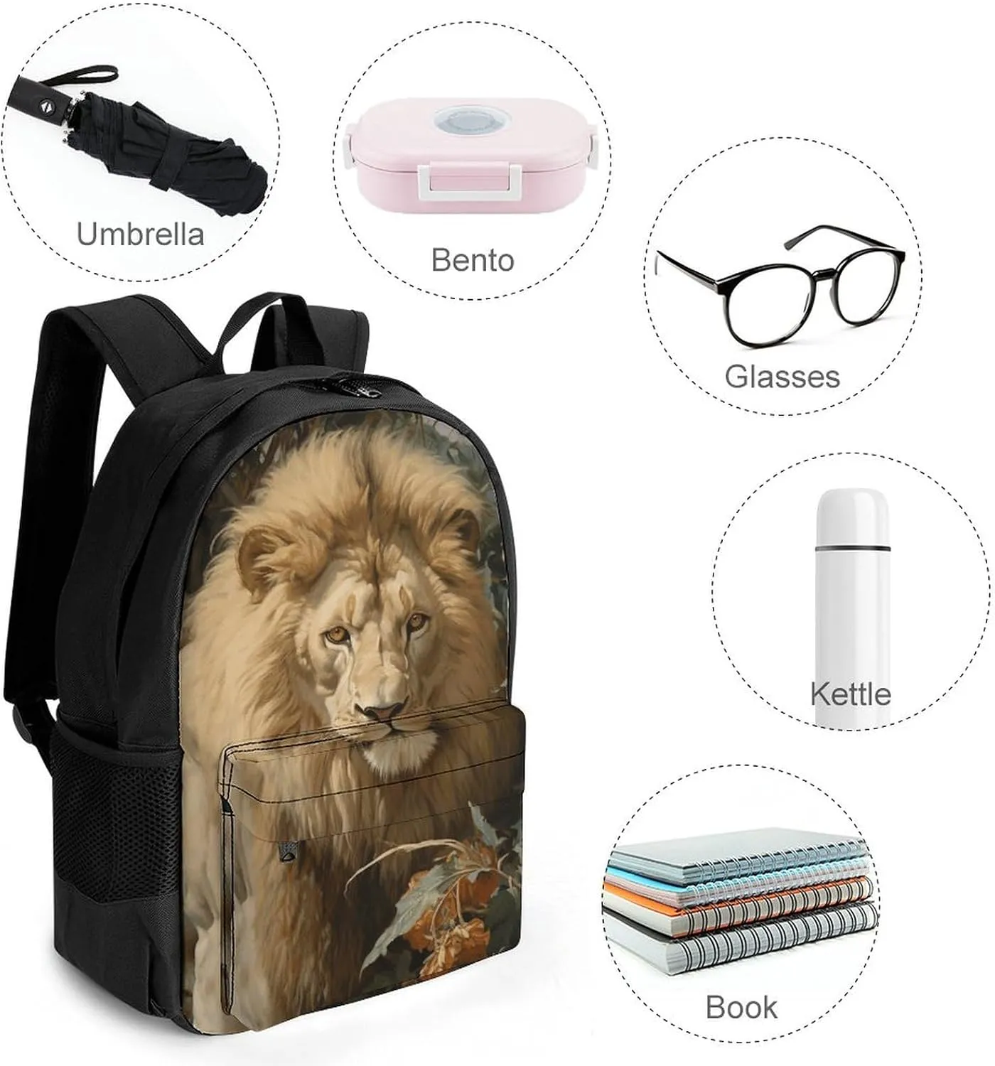 Backpack for Men Women Laptop Backpack Lion in Bush Casual Daypack Laptop Bag for Travel