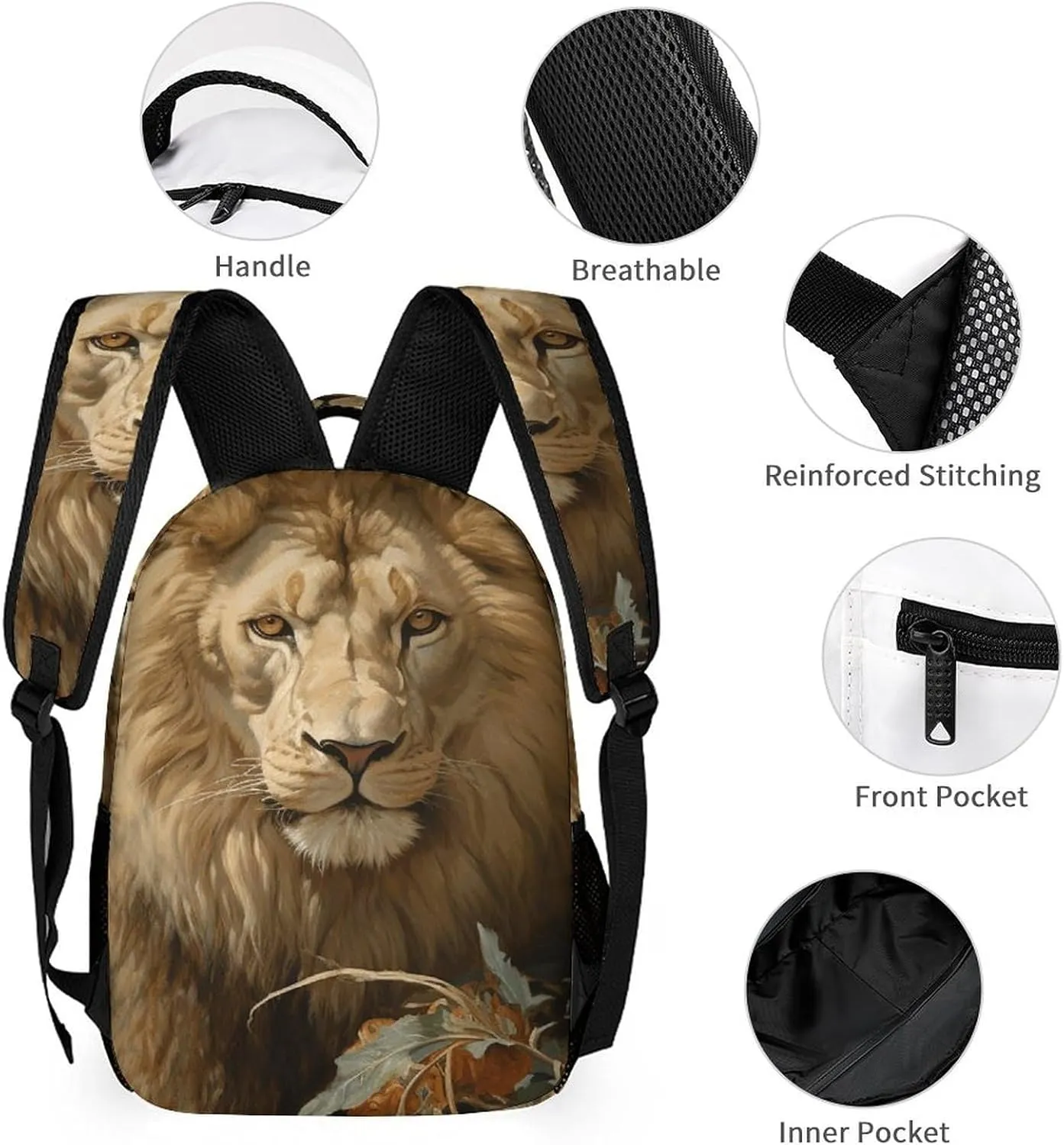 Backpack for Men Women Laptop Backpack Lion in Bush Casual Daypack Laptop Bag for Travel