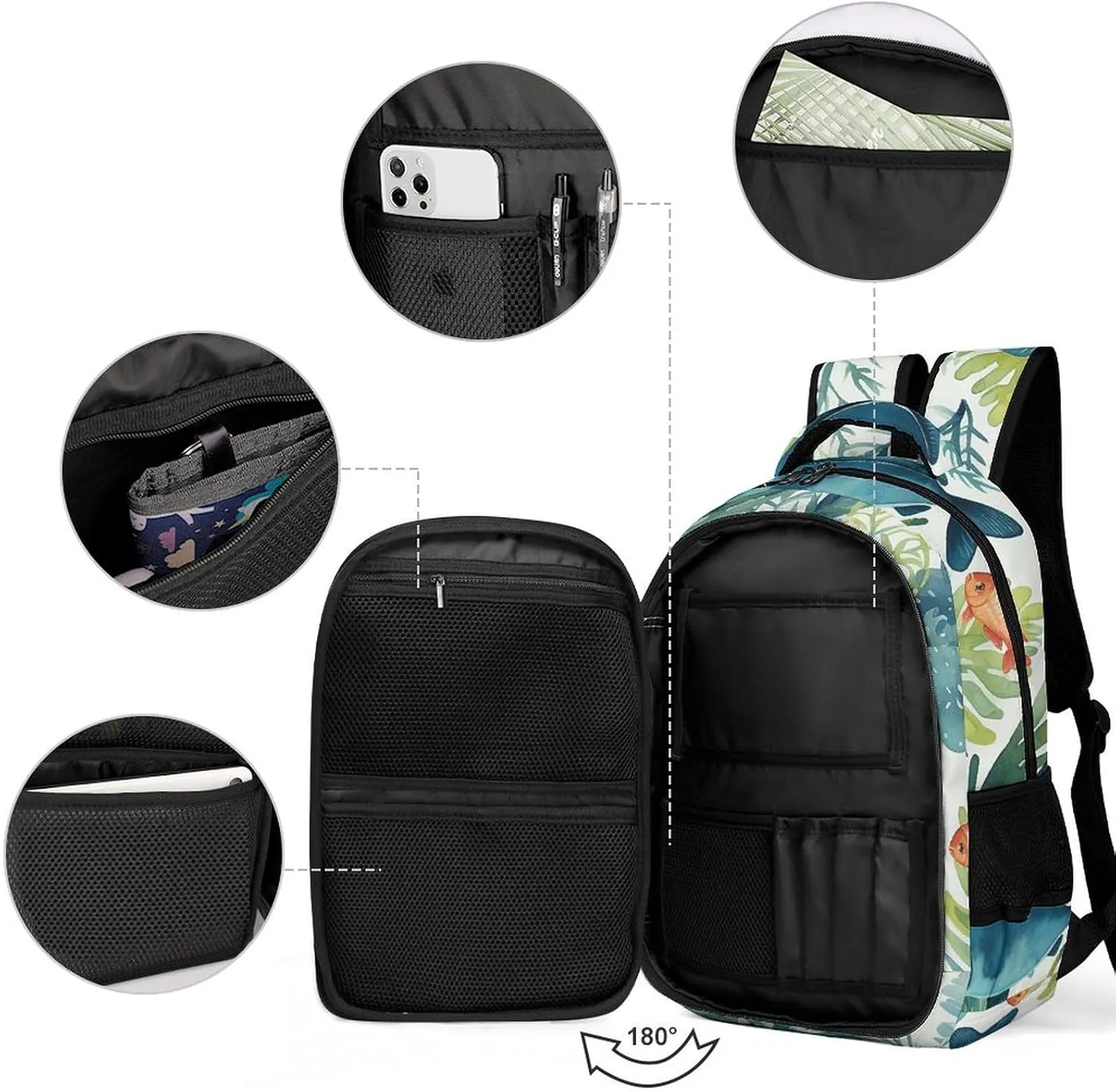 Backpack for Men Women Laptop Backpack Marine Animal Pattern Casual Daypack Laptop Bag for Travel