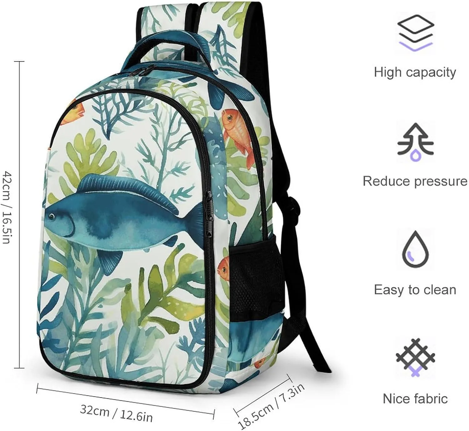 Backpack for Men Women Laptop Backpack Marine Animal Pattern Casual Daypack Laptop Bag for Travel